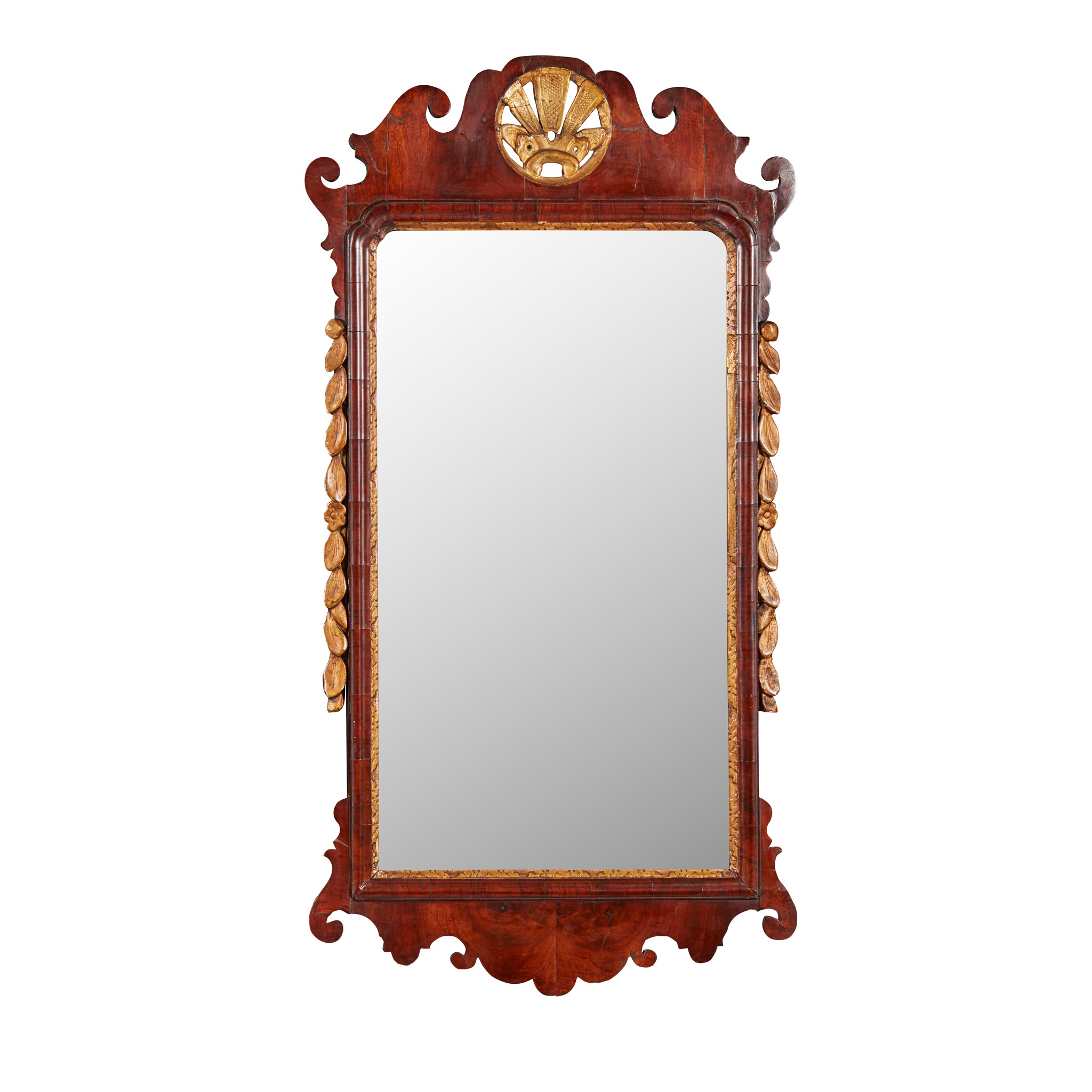 GEORGE II PARCEL GILT WALNUT MIRROR