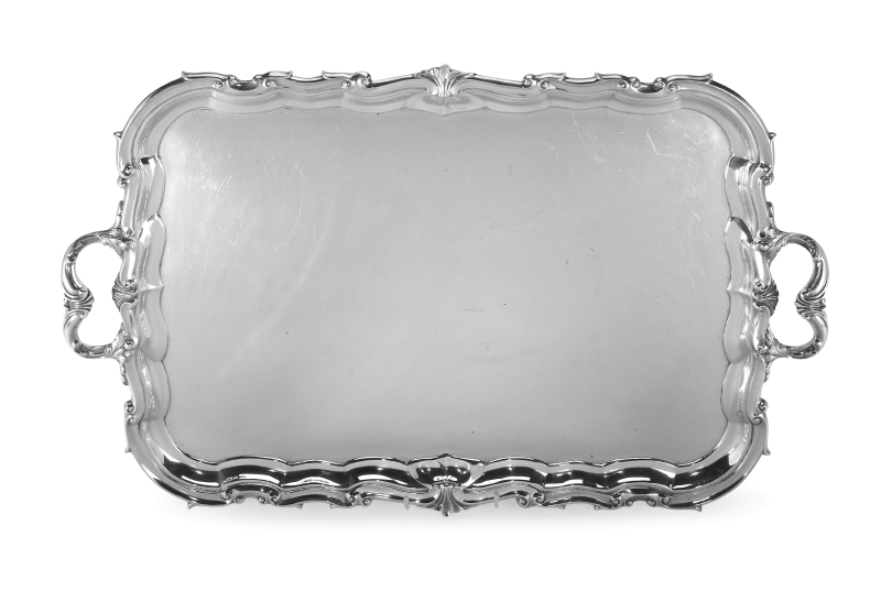 A silver tea tray