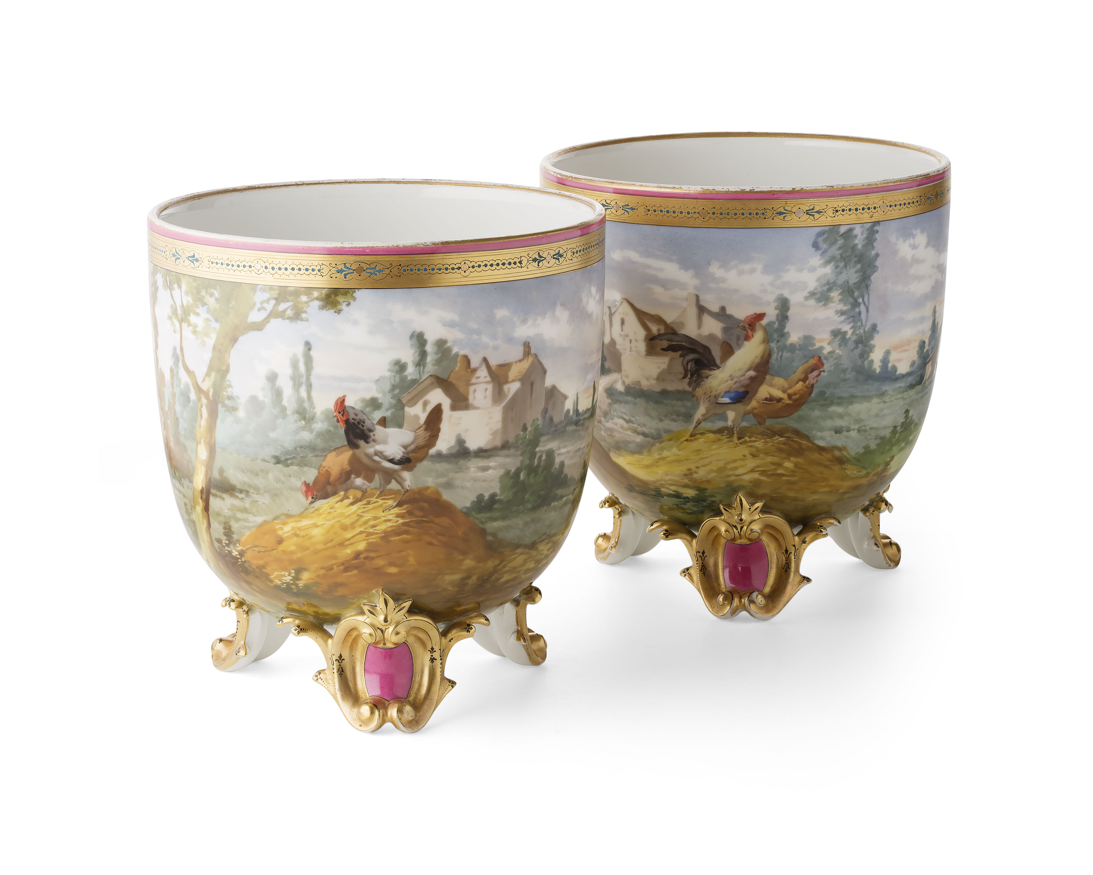 PAIR OF FRENCH PORCELAIN JARDINIERES