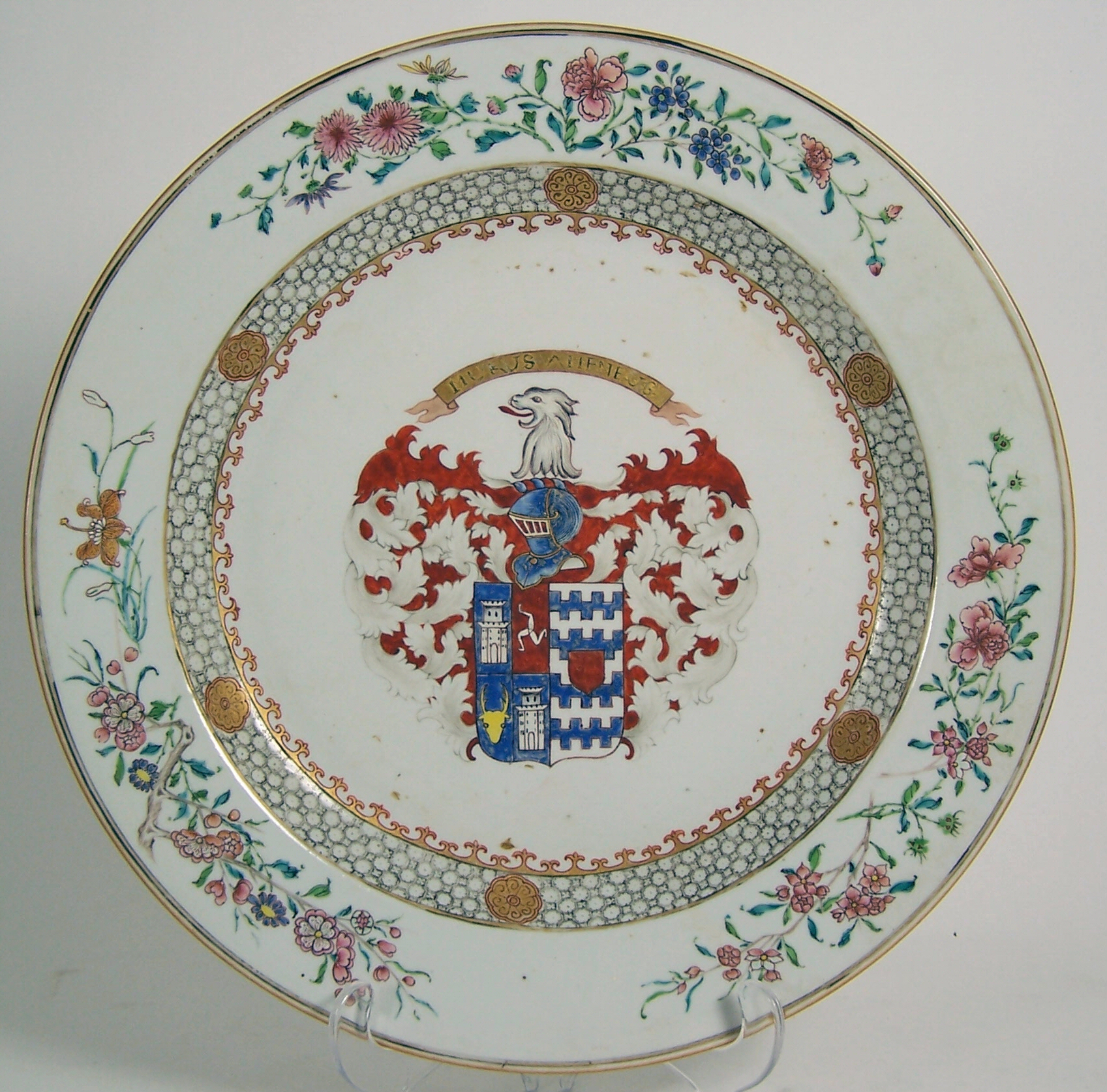 A pair of Chinese export Armorial plates, circa 1733,