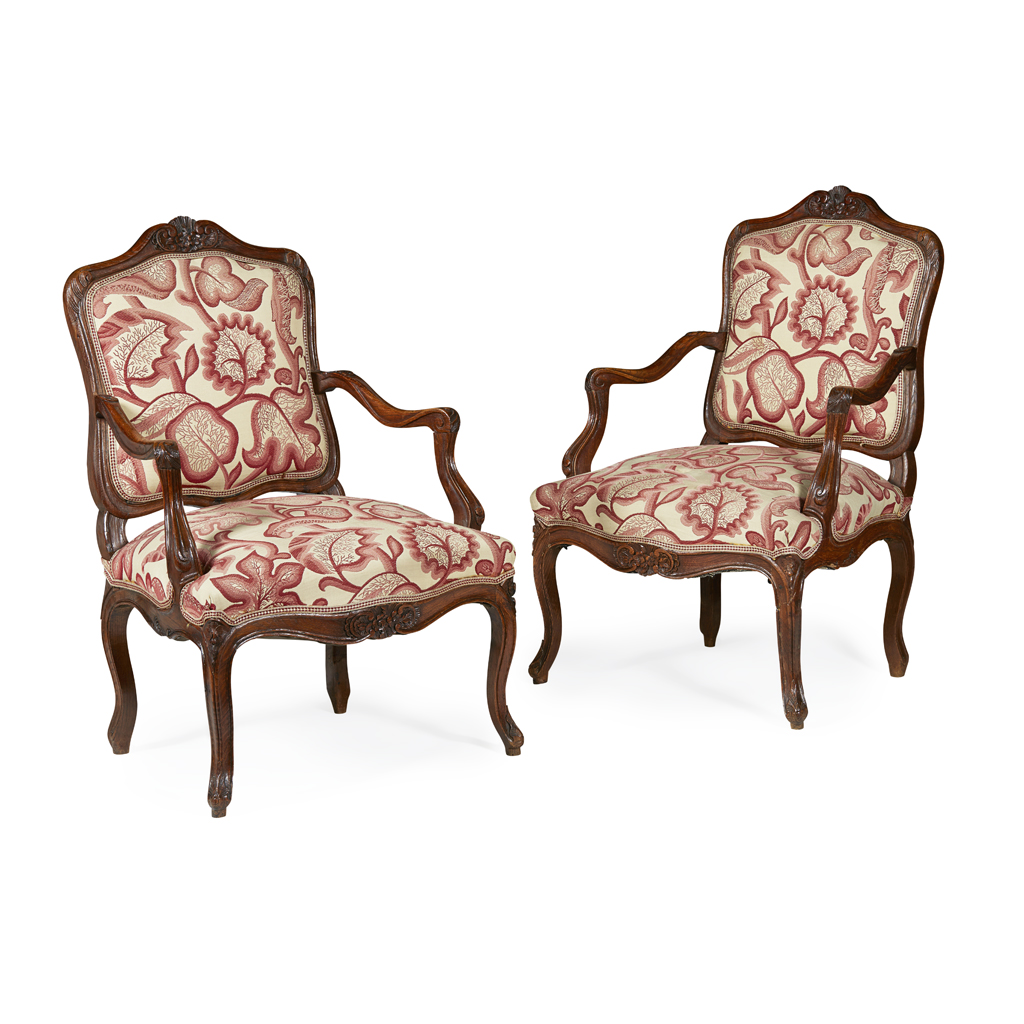 PAIR OF FRENCH PROVINCIAL OAK ARMCHAIRS