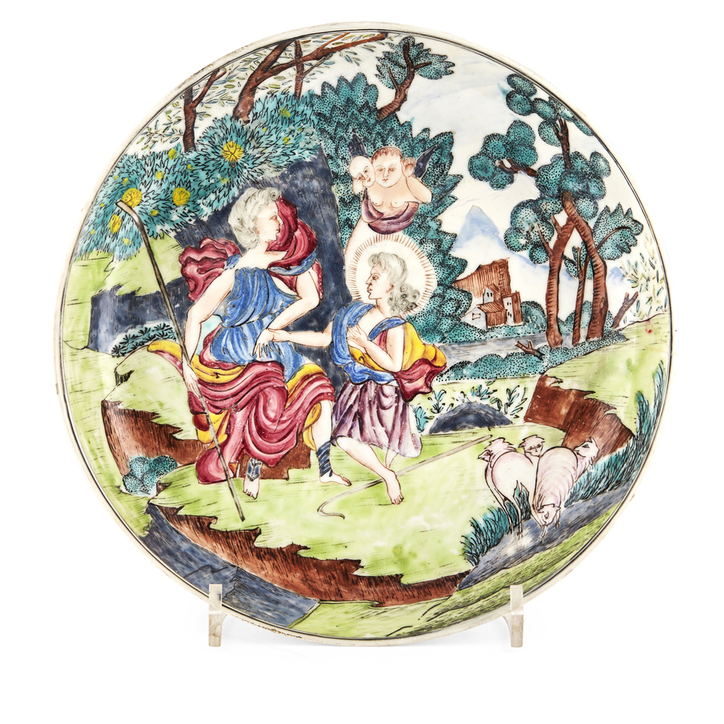 FAMILLE ROSE EGGSHELL 'EUROPEAN SUBJECT' DISH