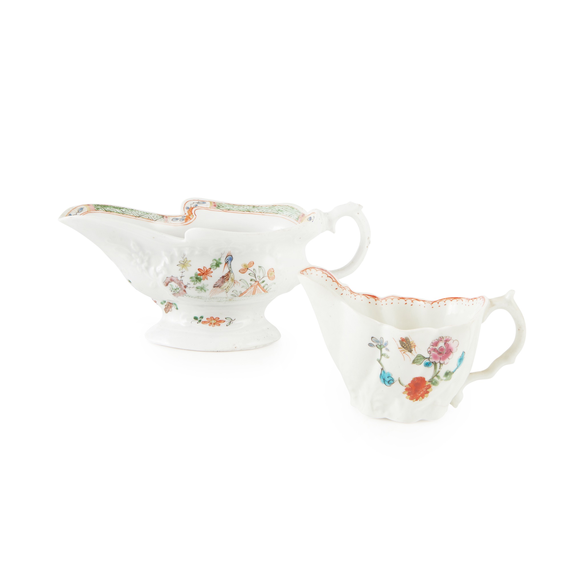 WORCESTER SILVER-SHAPED PORCELAIN PEDESTAL SAUCE BOAT