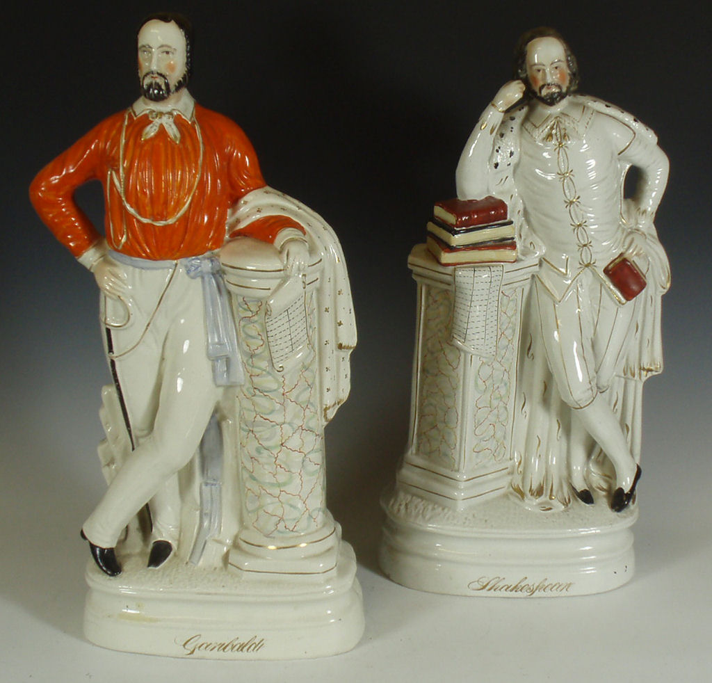 Two large Staffordshire figures of Garibaldi and Shakespeare