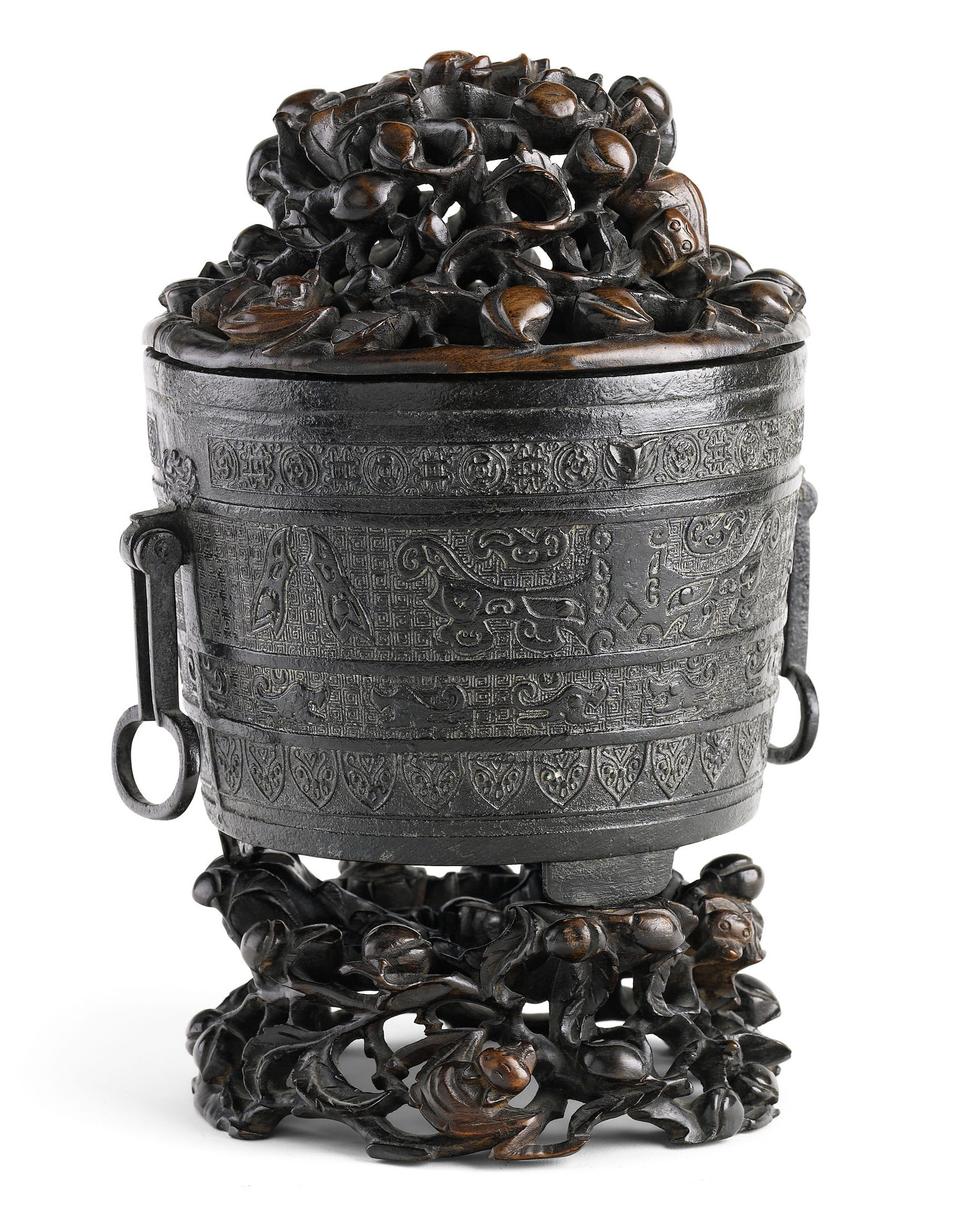 A Chinese bronze two-handled censer, Ming Dynasty or later
