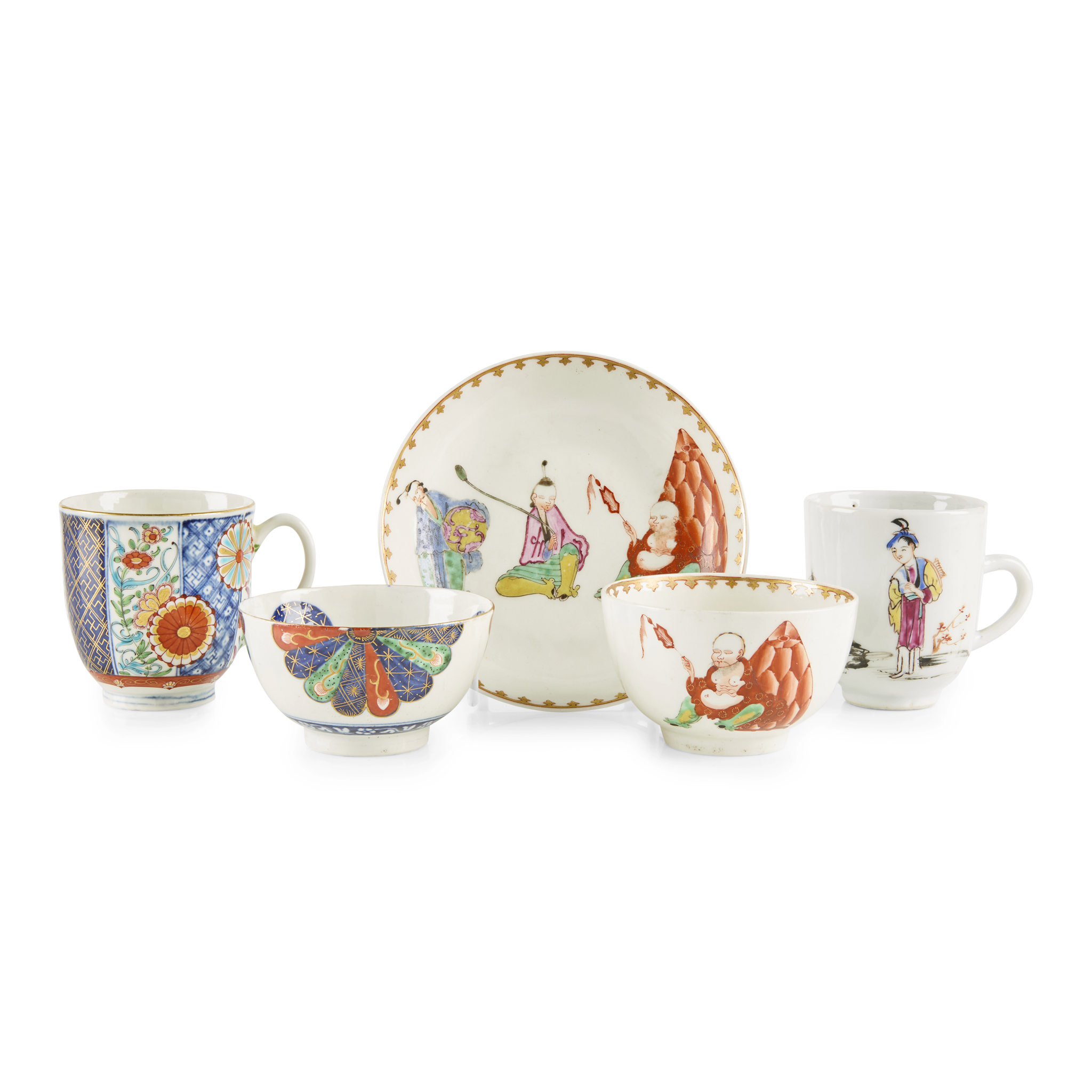 COLLECTION OF WORCESTER TEAWARE WITH ORIENTAL DESIGNS