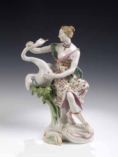 A Derby figure of Leda and the Swan