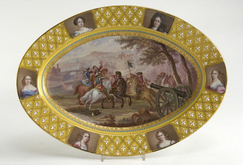 An 18th century Sevres porcelain oval platter