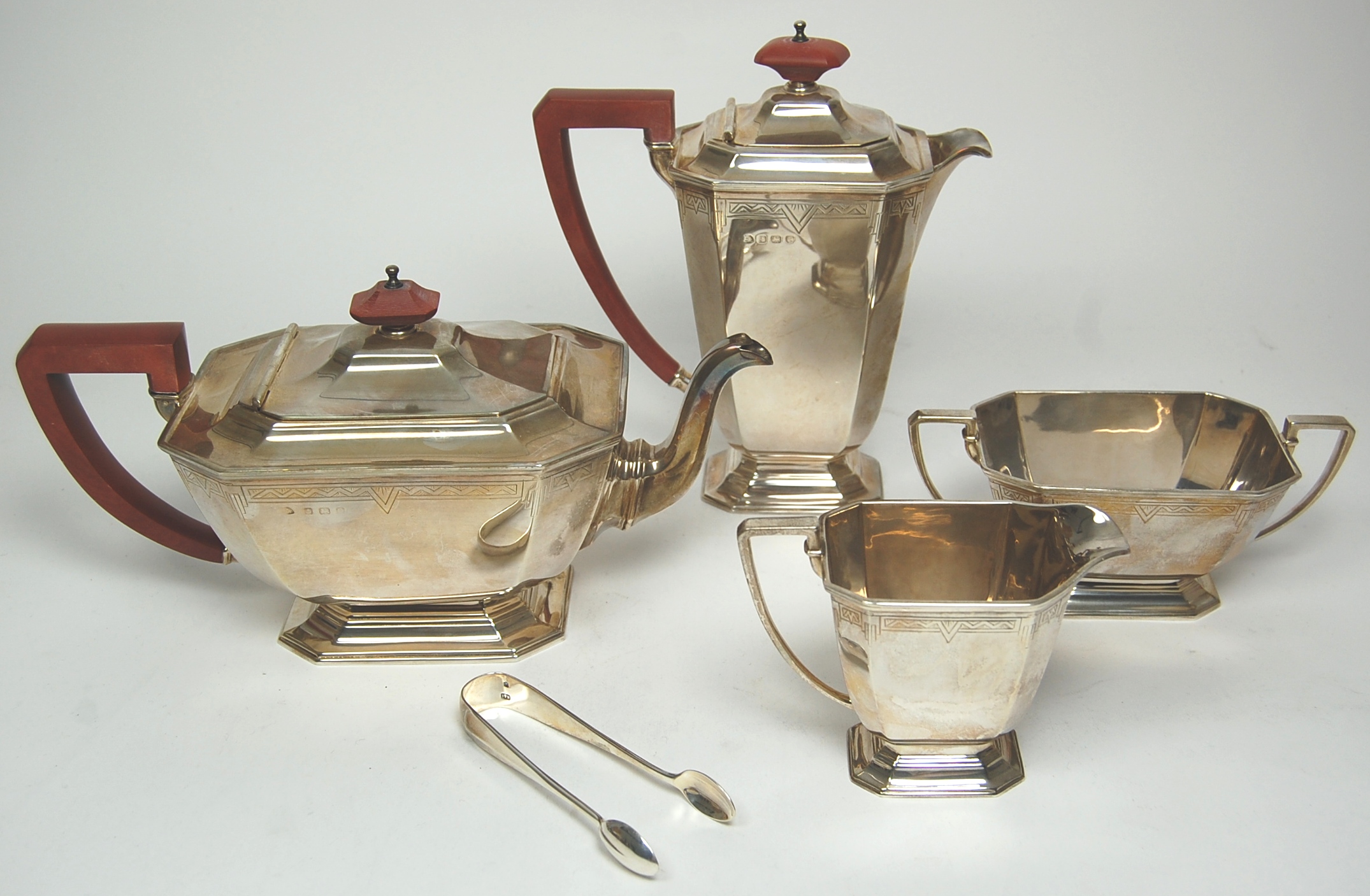 A four piece silver tea and coffee service