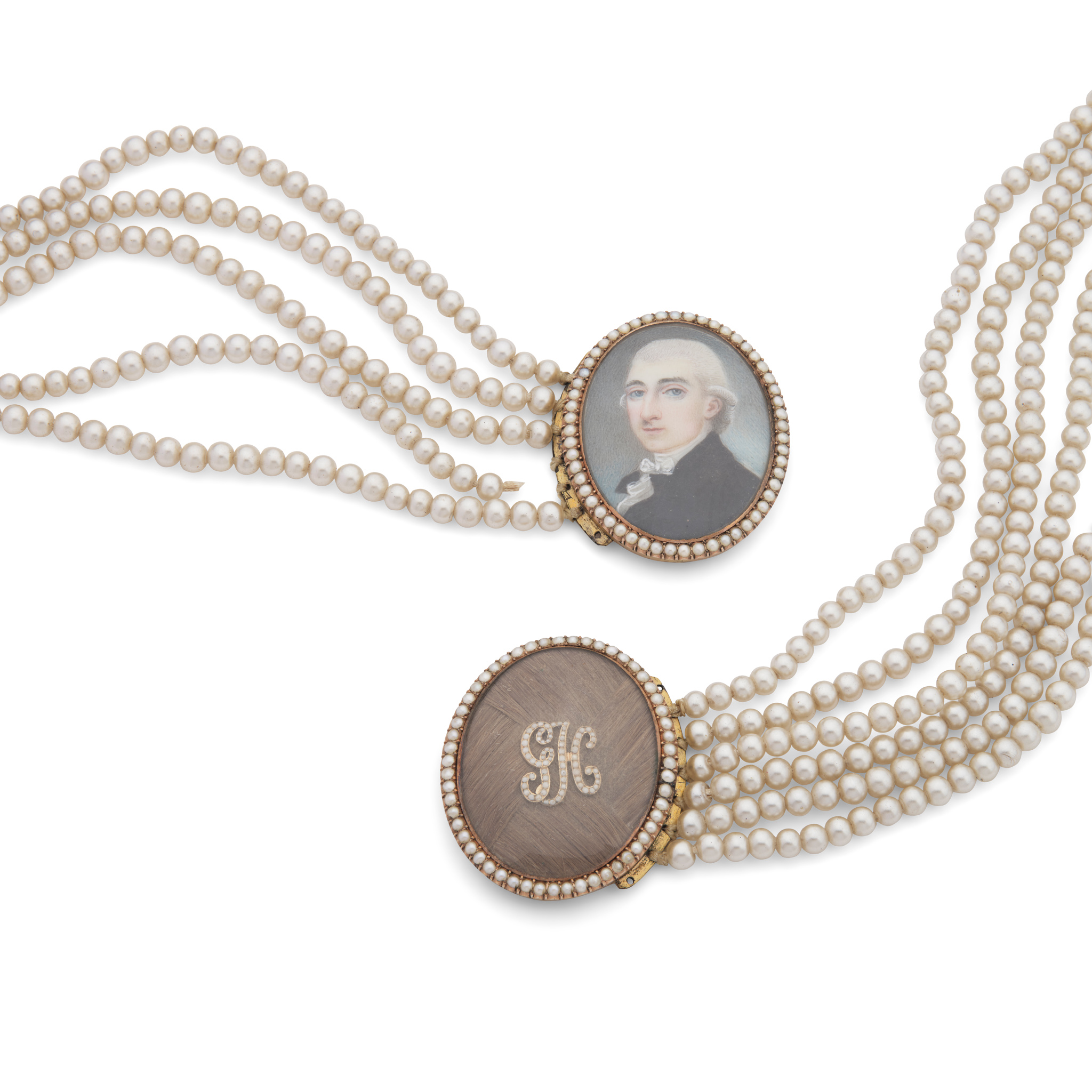 A pair of early 19th century portrait miniature mourning bracelets