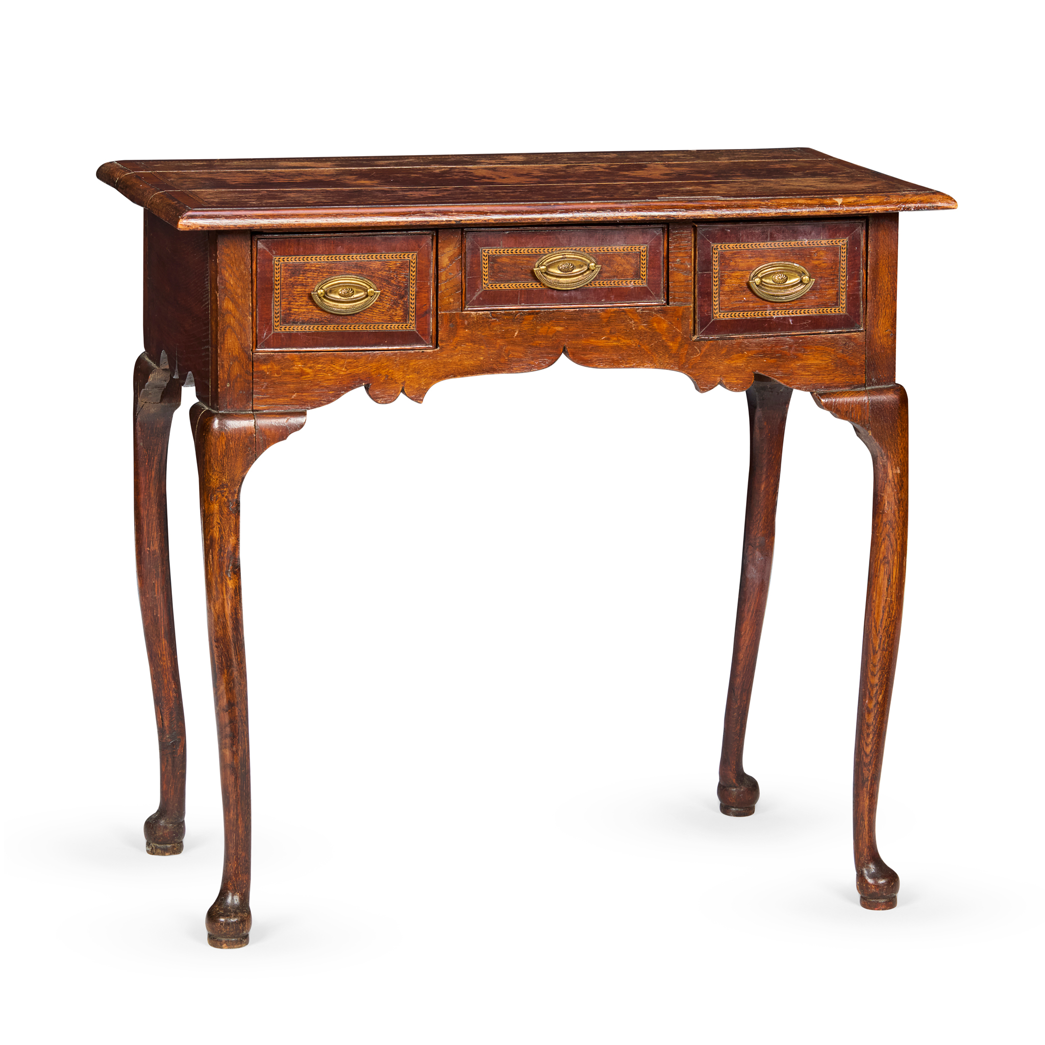 GEORGE II MAHOGANY, OAK, AND EBONISED LOWBOY