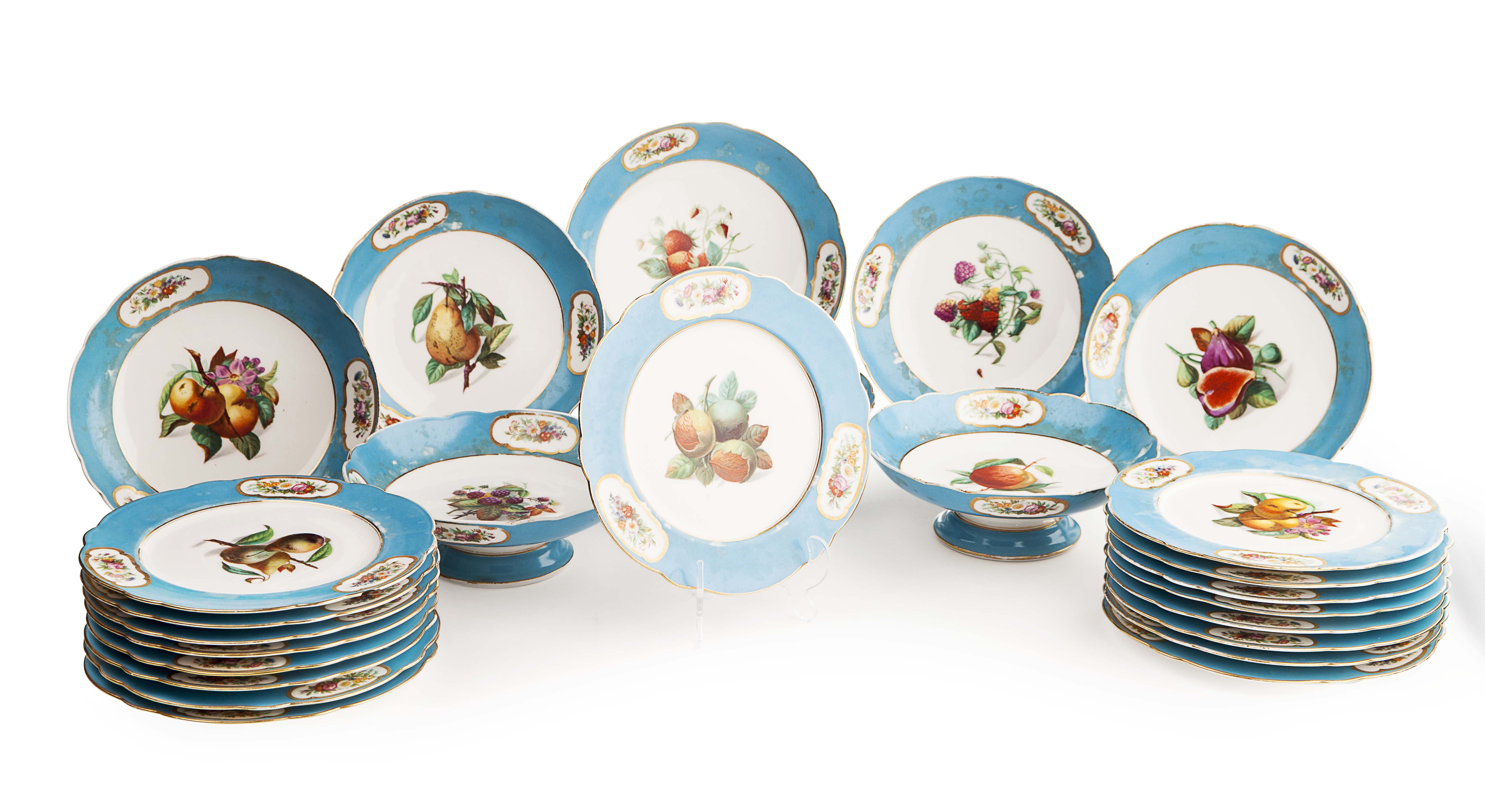 STAFFORDSHIRE PORCELAIN PART DESSERT SERVICE