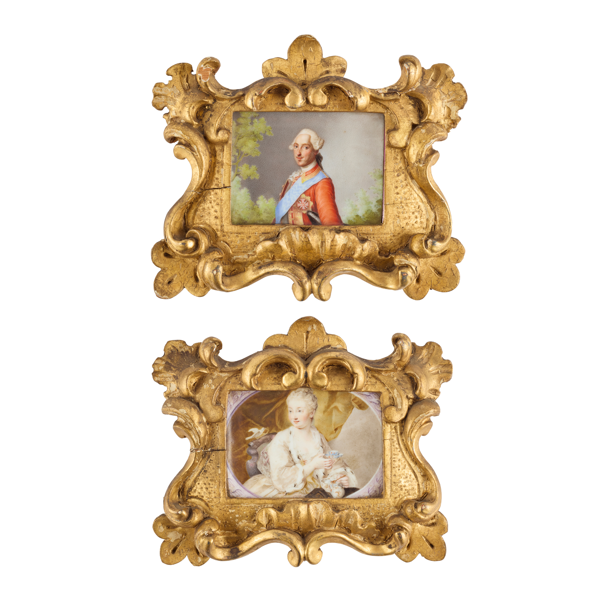 TWO PAINTED CONTINENTAL PORCELAIN PORTRAIT PLAQUES