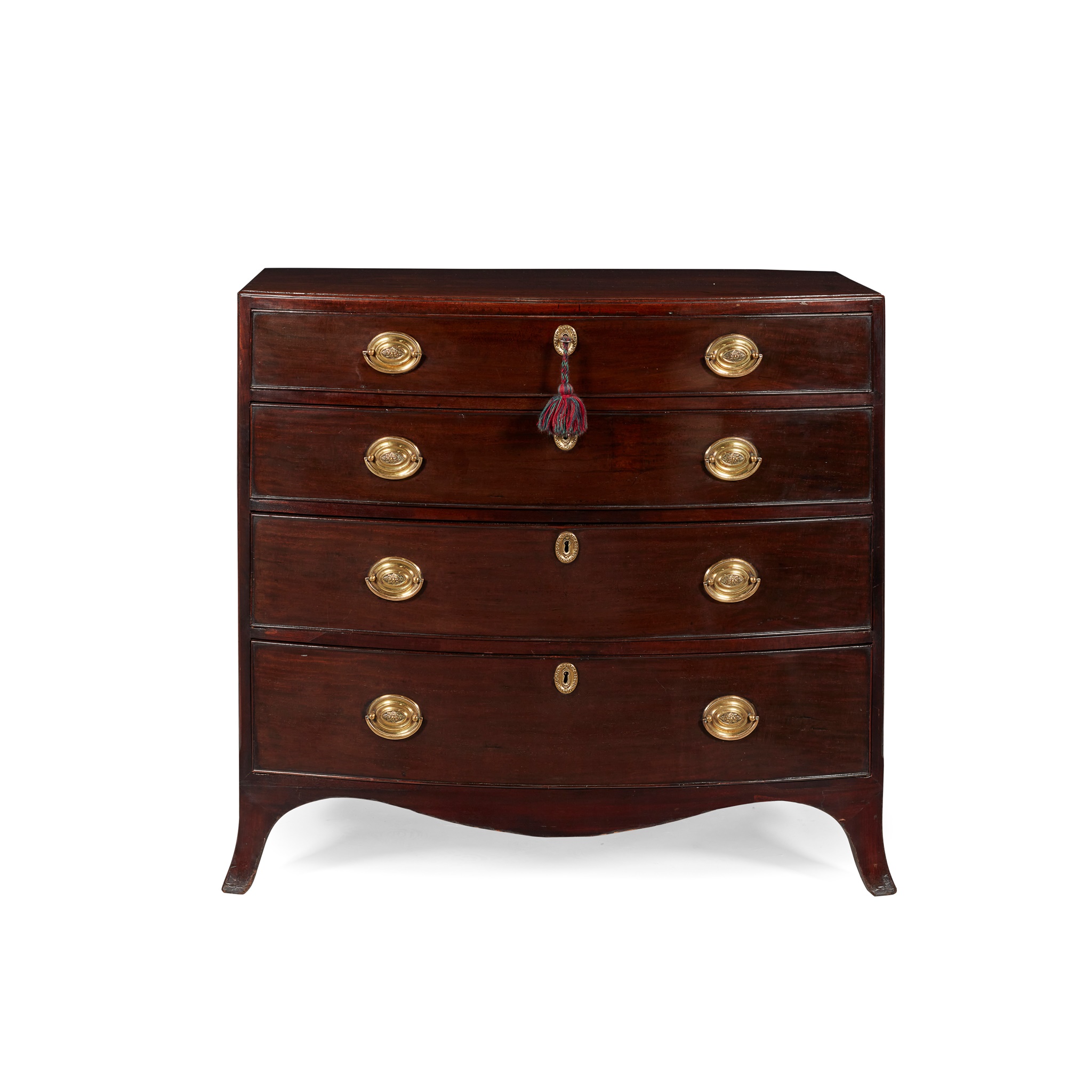 LATE GEORGE III MAHOGANY BOWFRONT CADDY-TOP CHEST OF DRAWERS