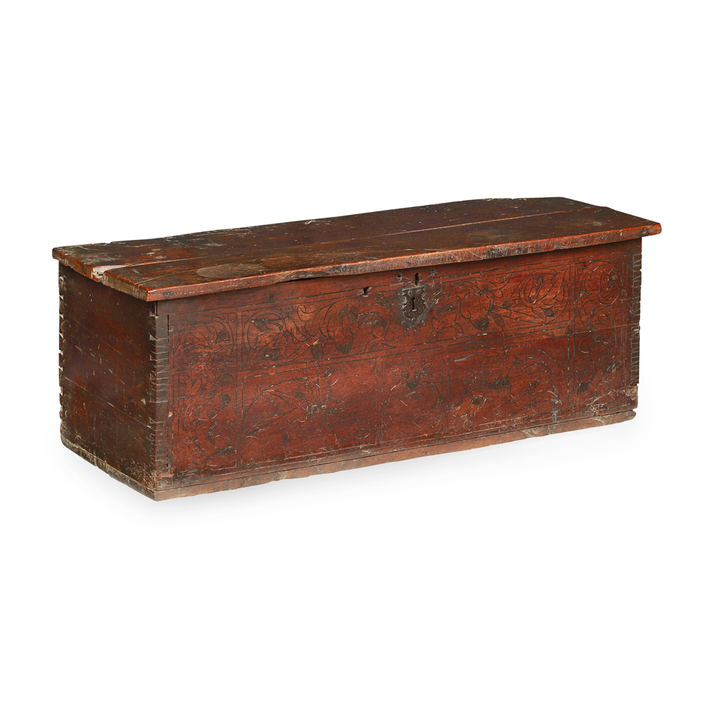 INCISED FRUITWOOD PLANK CHEST