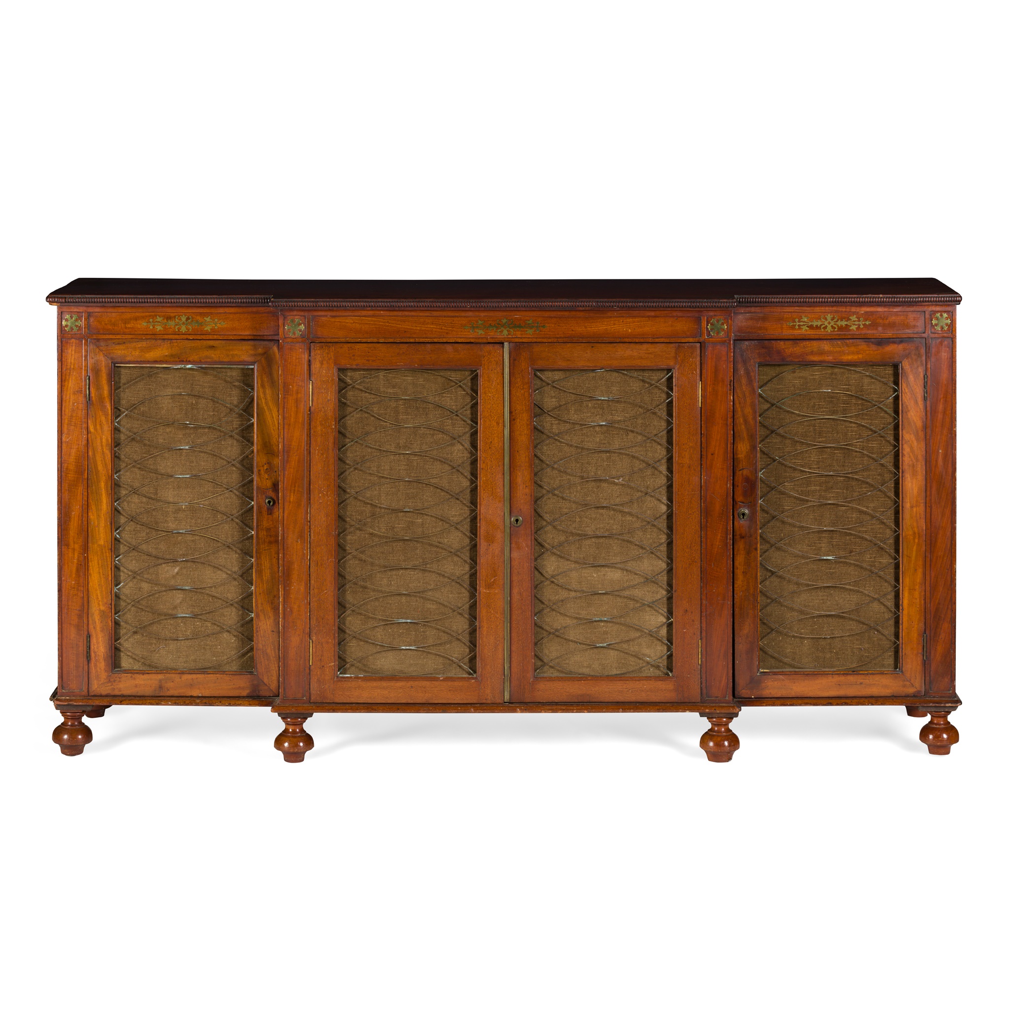 REGENCY MAHOGANY BRASS INLAID LOW SIDE CABINET