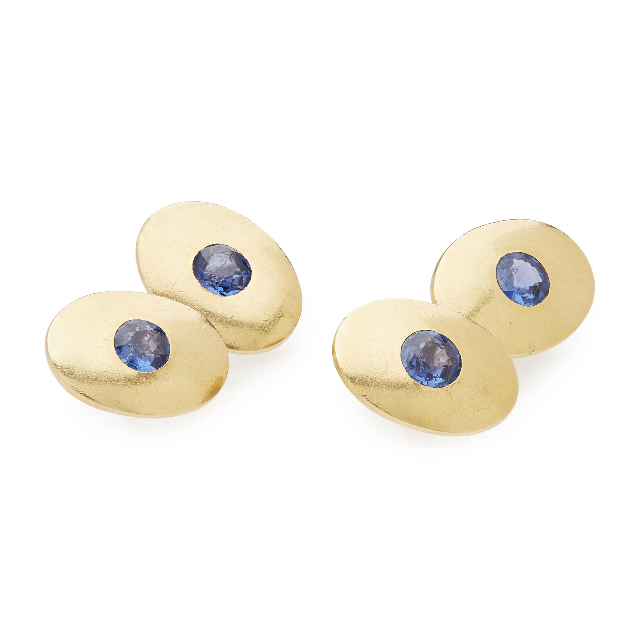 A pair of gentleman's sapphire set cufflinks