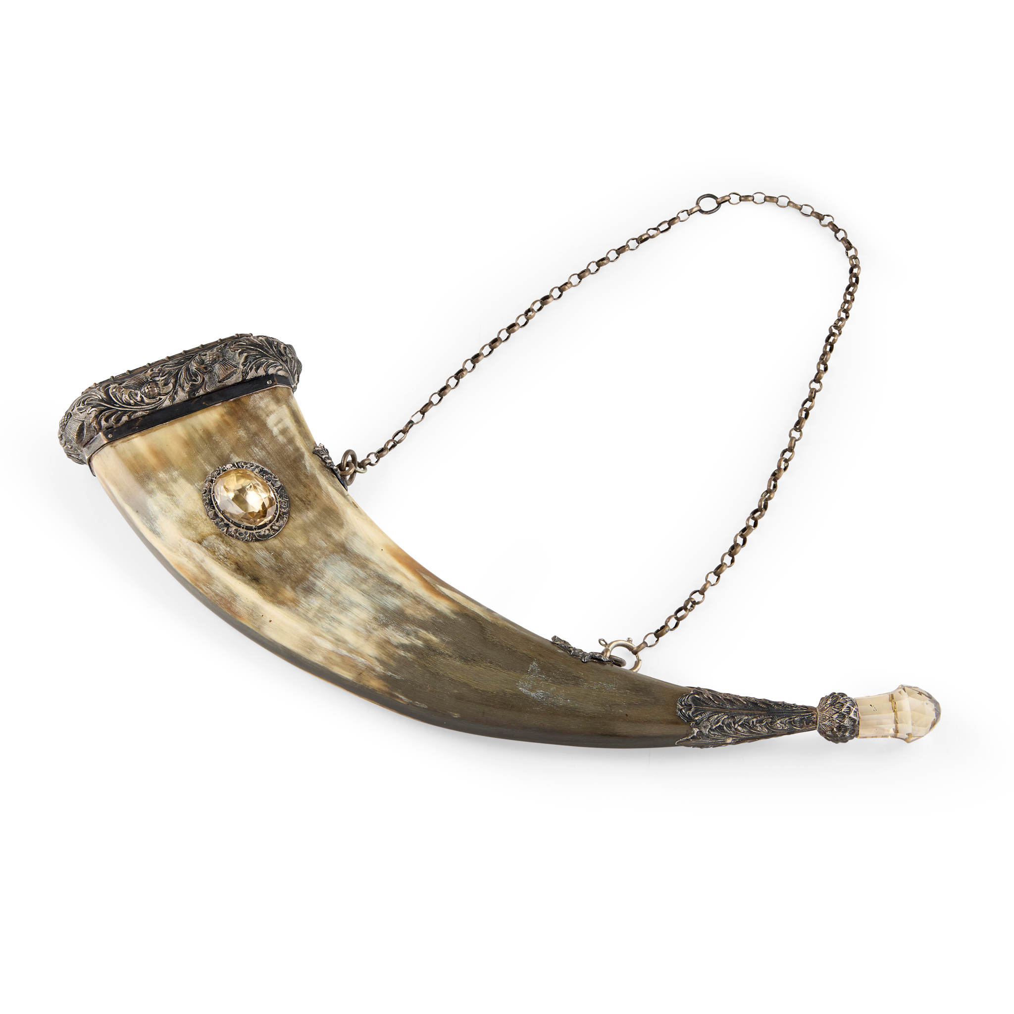 SCOTTISH MID VICTORIAN DRESS POWDER HORN