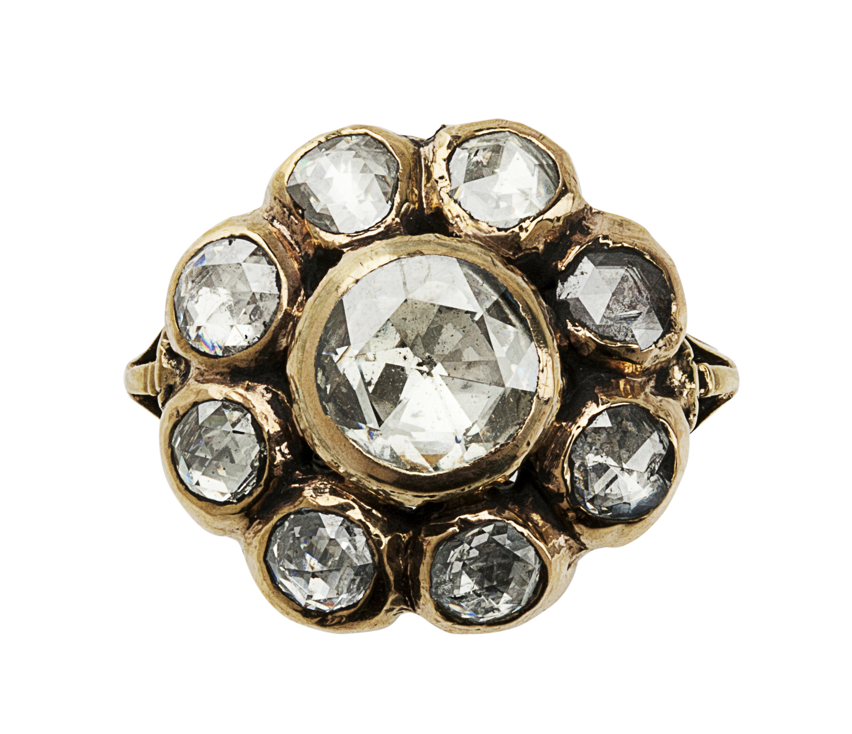 A mid 19th century diamond set cluster ring