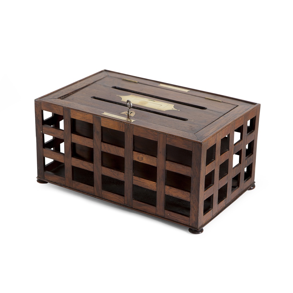 A REGENCY ROSEWOOD BRASS-MOUNTED POST BOX