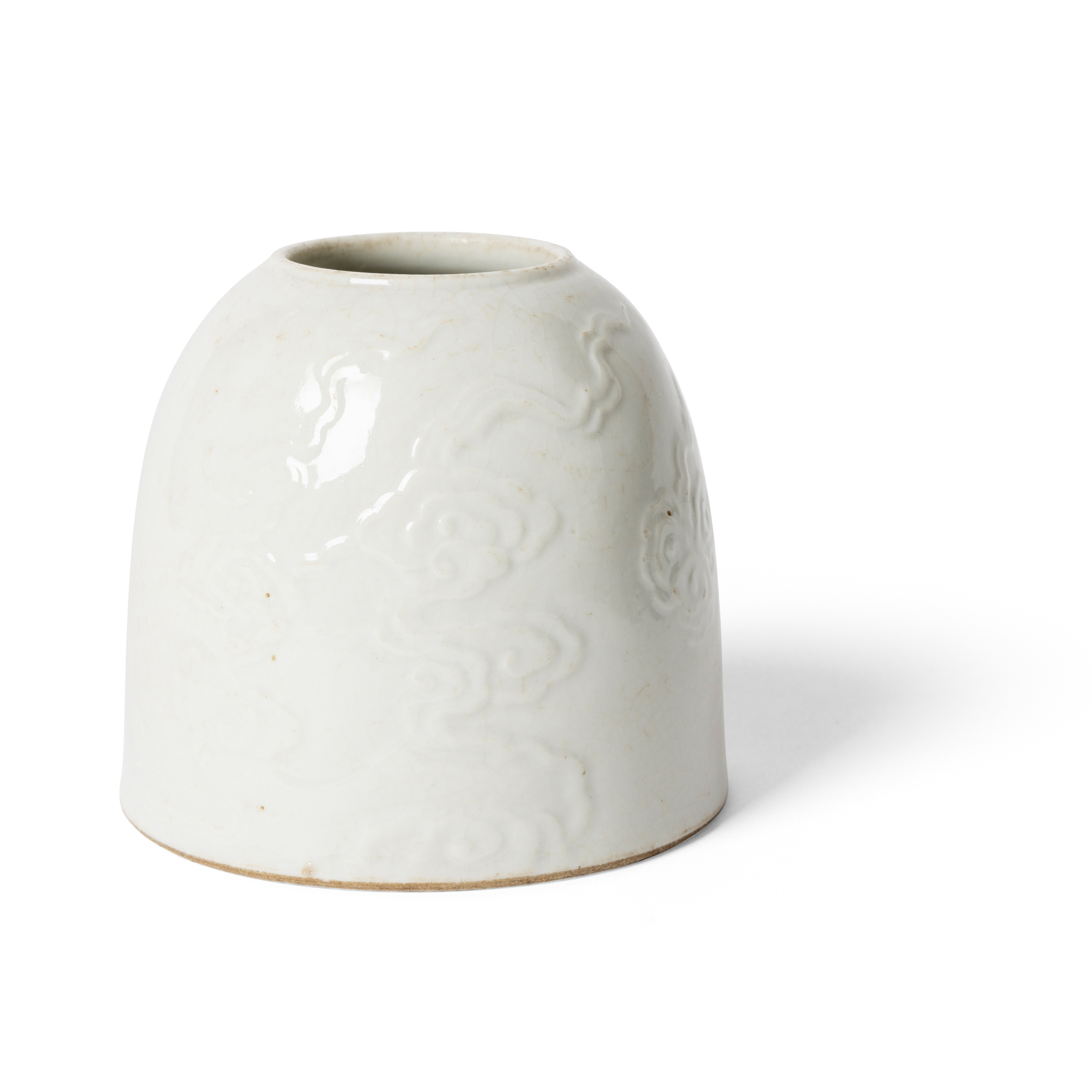 CHINESE WHITE-GLAZED CARVED 'BEEHIVE' WATERPOT