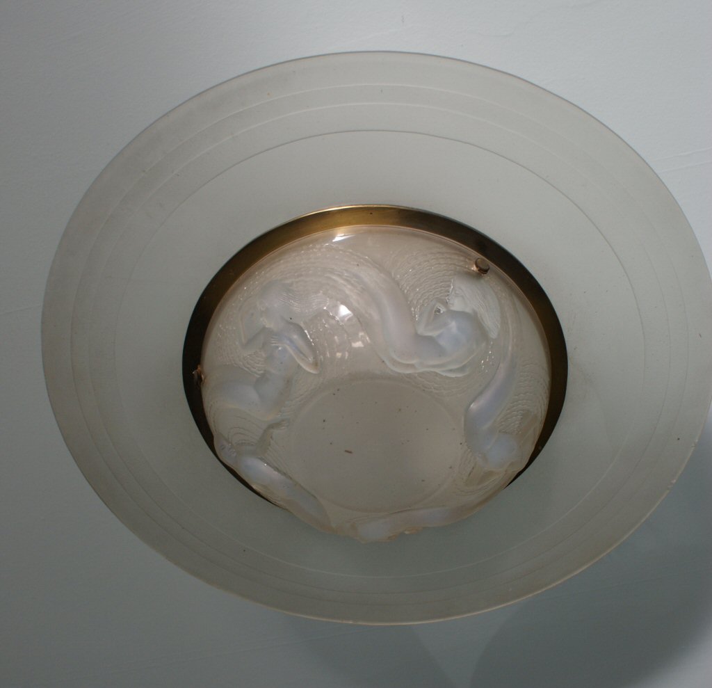 LALIQUE 'CALYPSO' GLASS PLAFFONIER