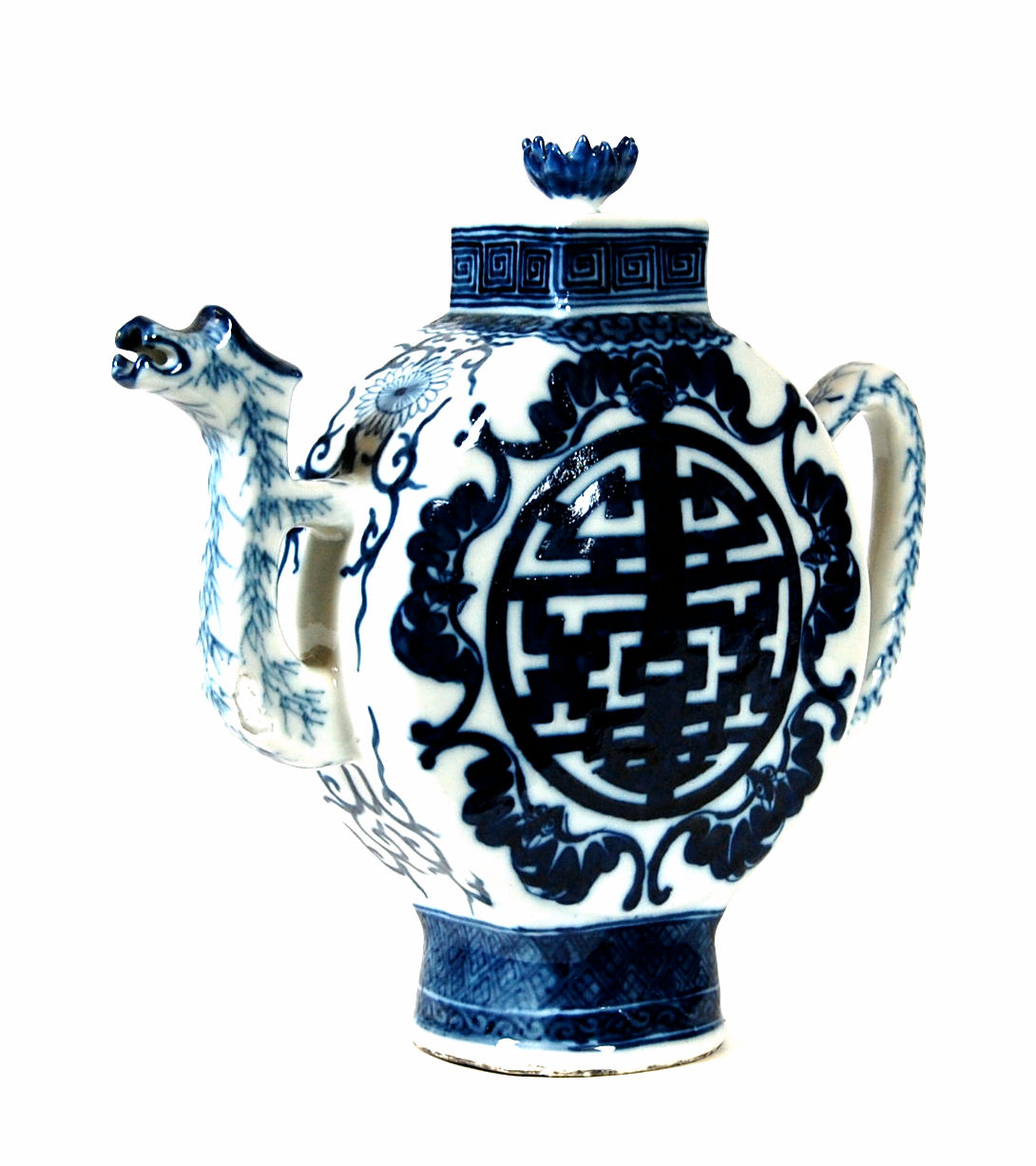 A 19th century Chinese porcelain dragon ewer and cover In the Ming style