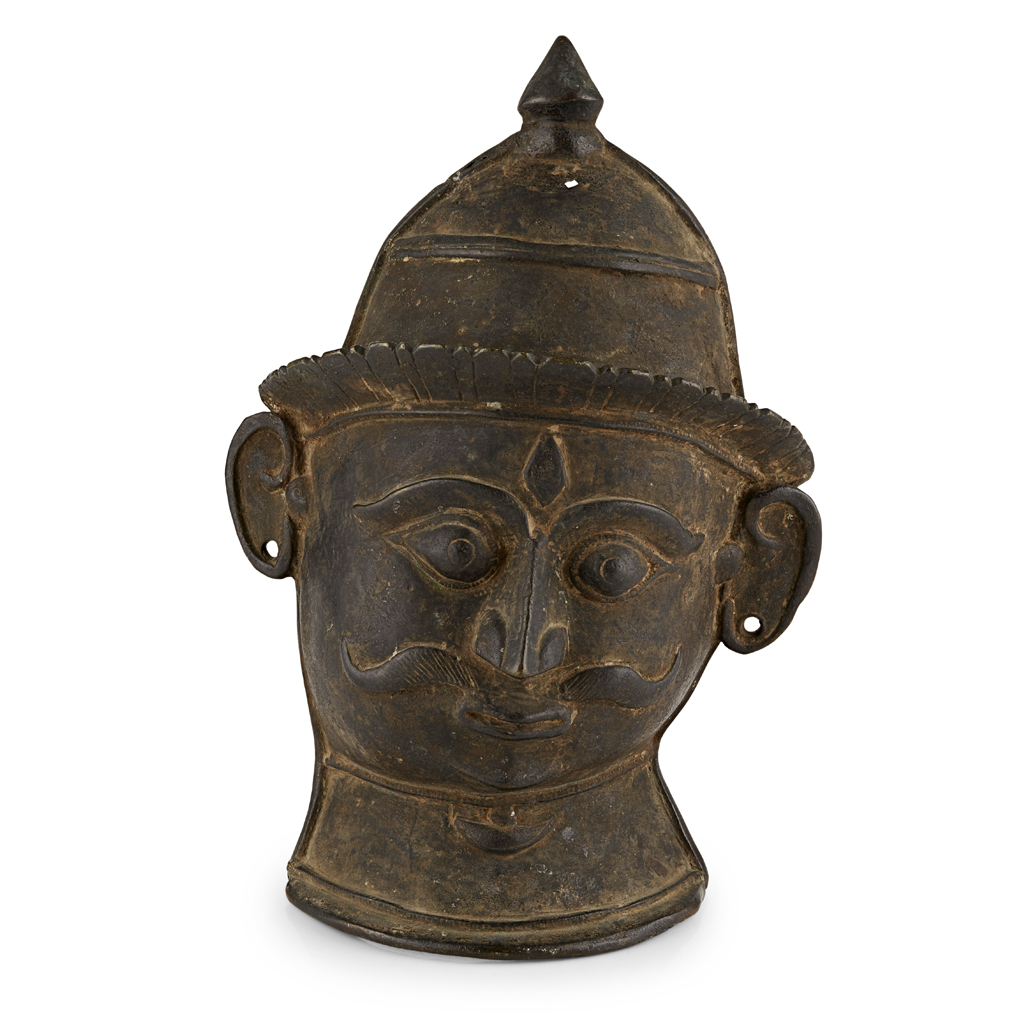 MUGHAL PATINATED BRONZE MASK