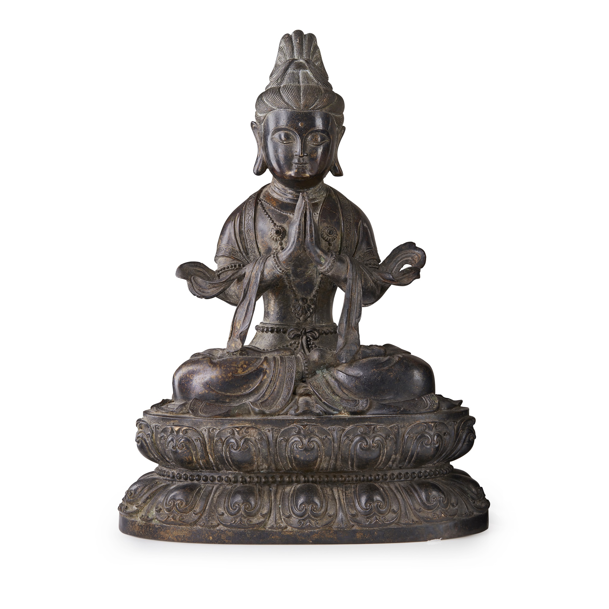 BRONZE FIGURE OF SEATED GUANYIN