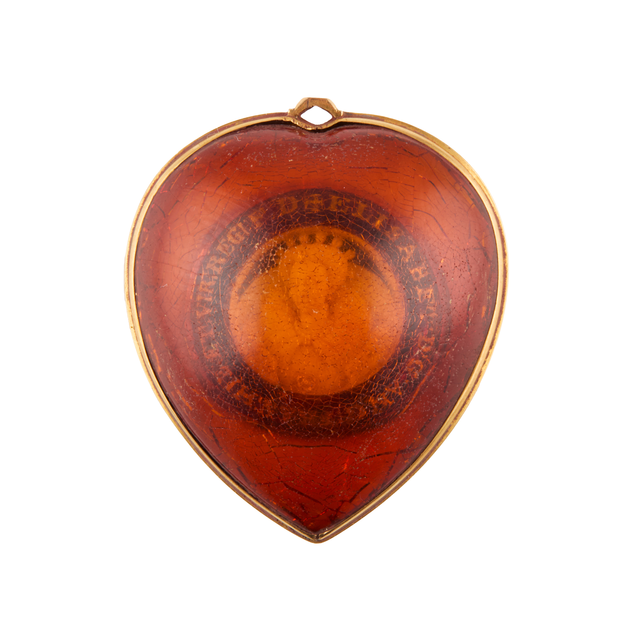 ELIZABETHAN STYLE AMBER AND ENAMEL PENDANT