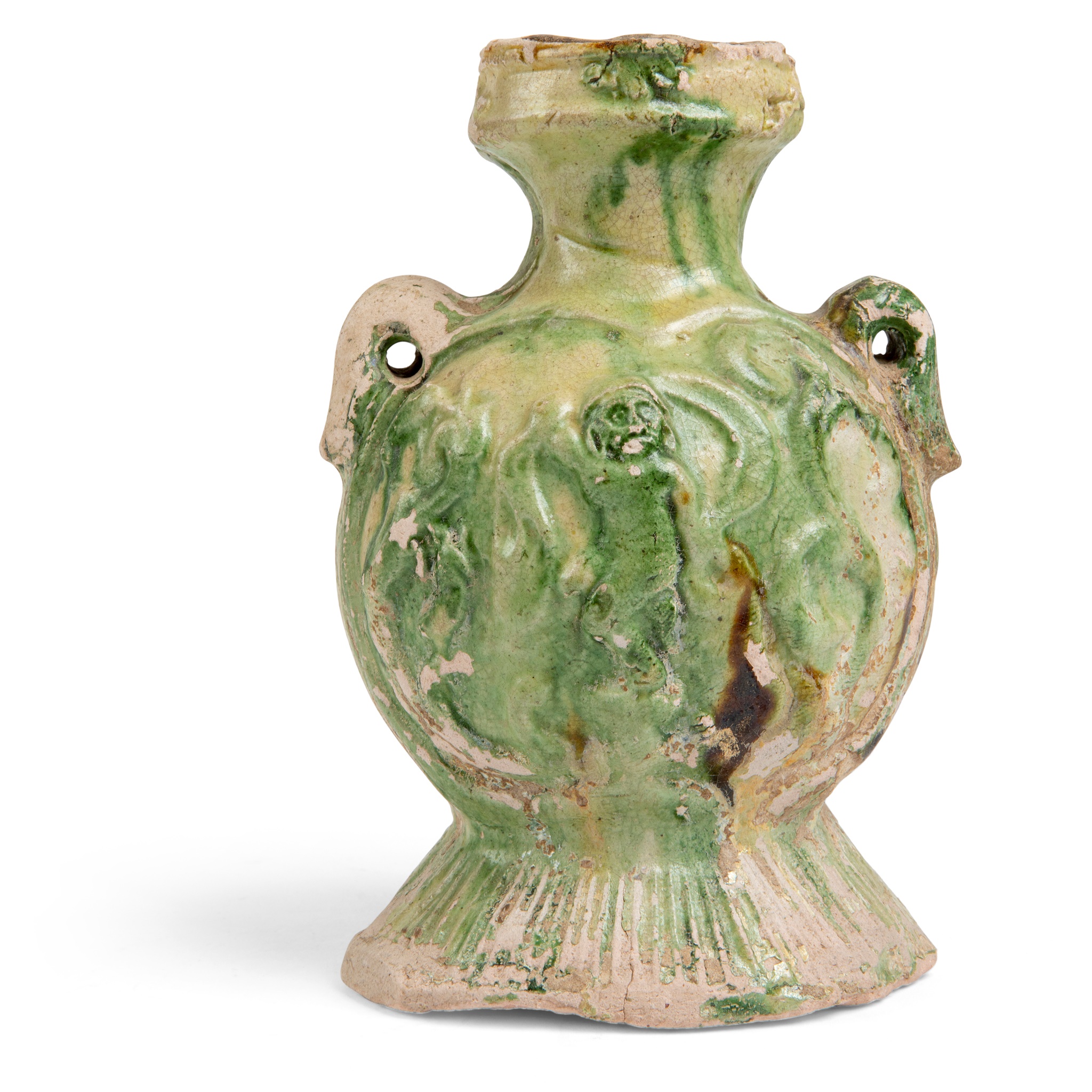 SANCAI-GLAZED BOTTLE VASE