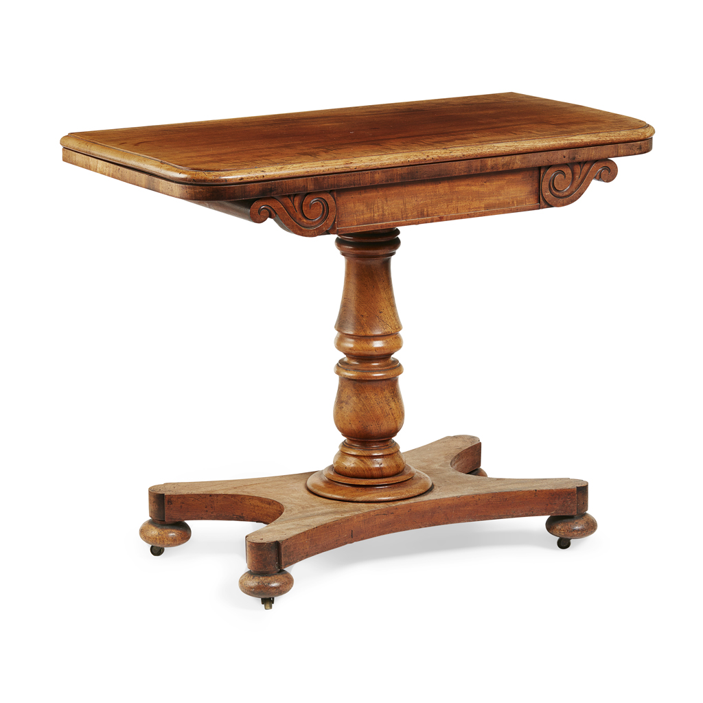 GEORGE IV MAHOGANY FOLDOVER TEA TABLE
