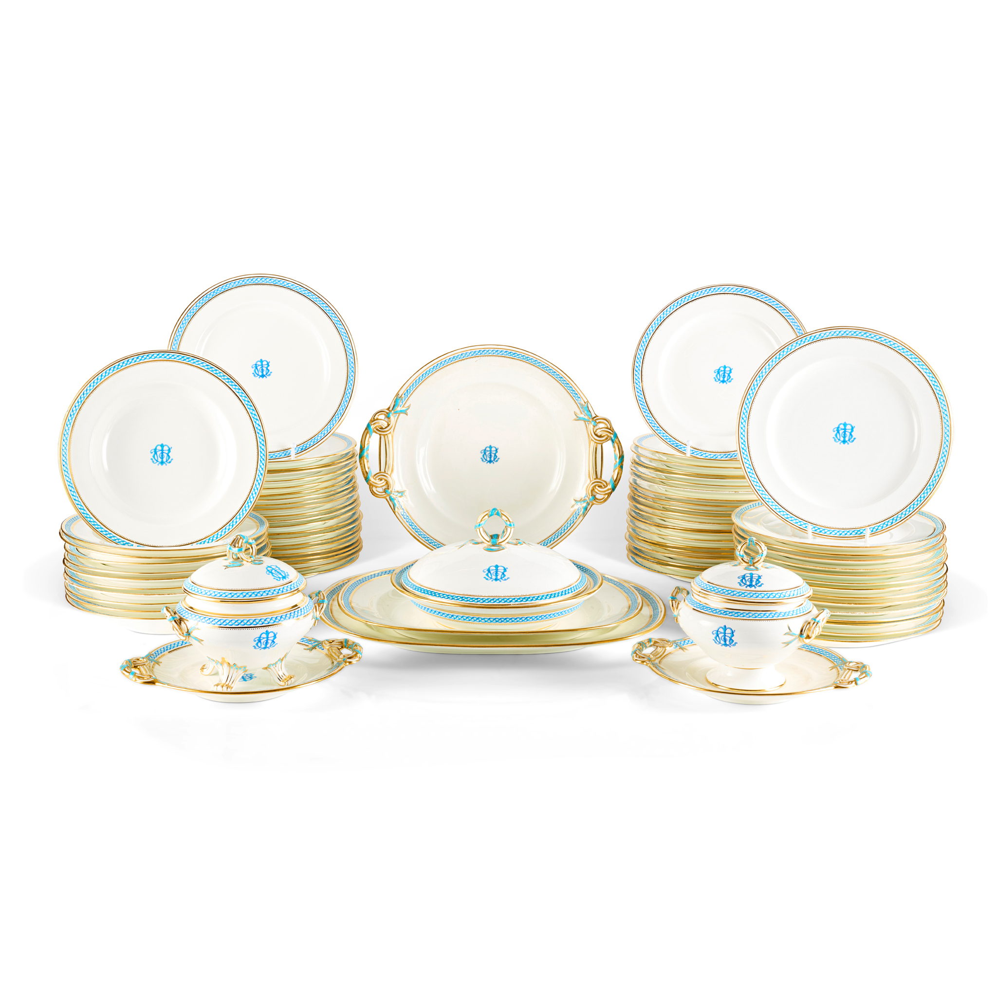 MINTONS MONOGRAMMED PART DINNER SERVICE