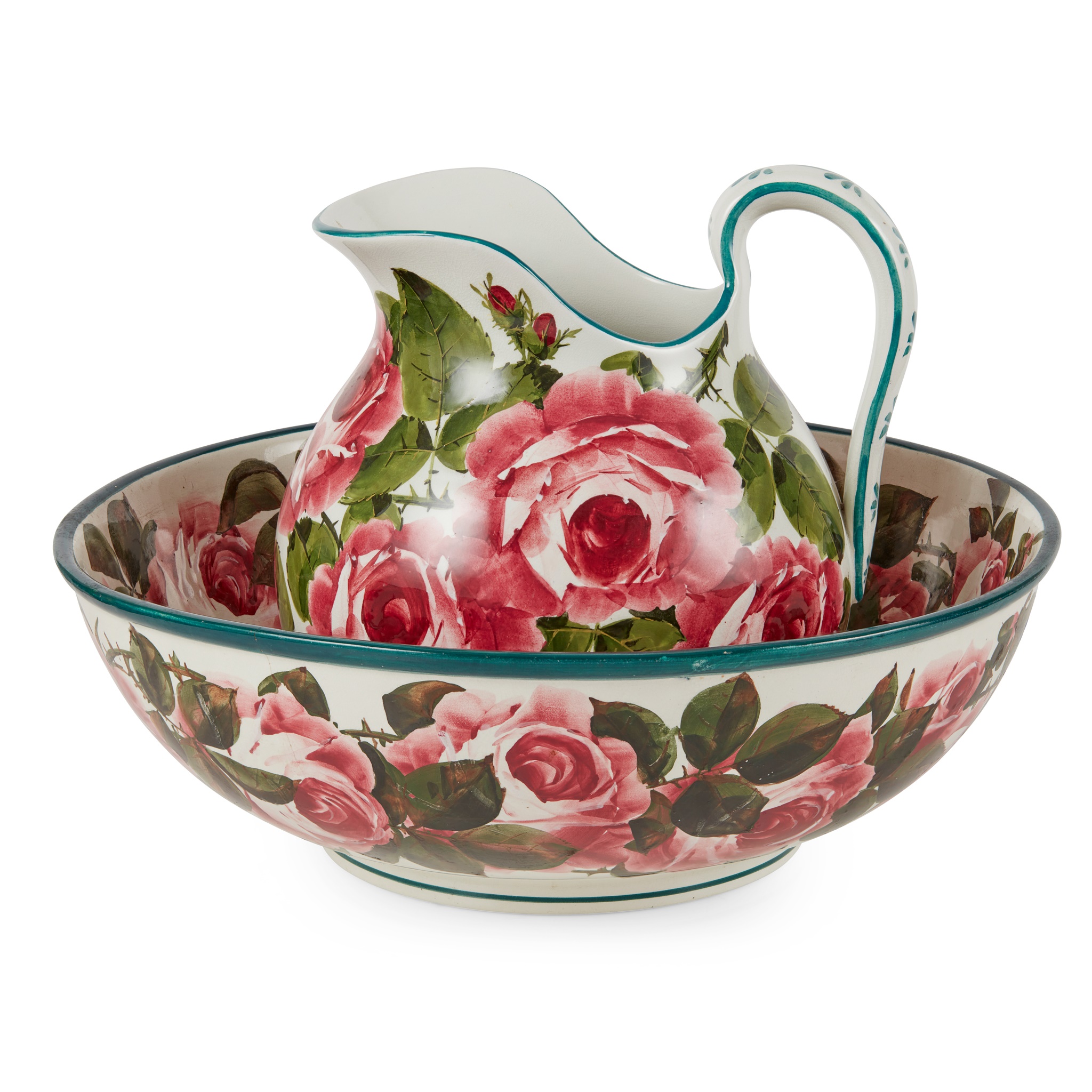 A WEMYSS WARE EWER AND MATCHED BASIN