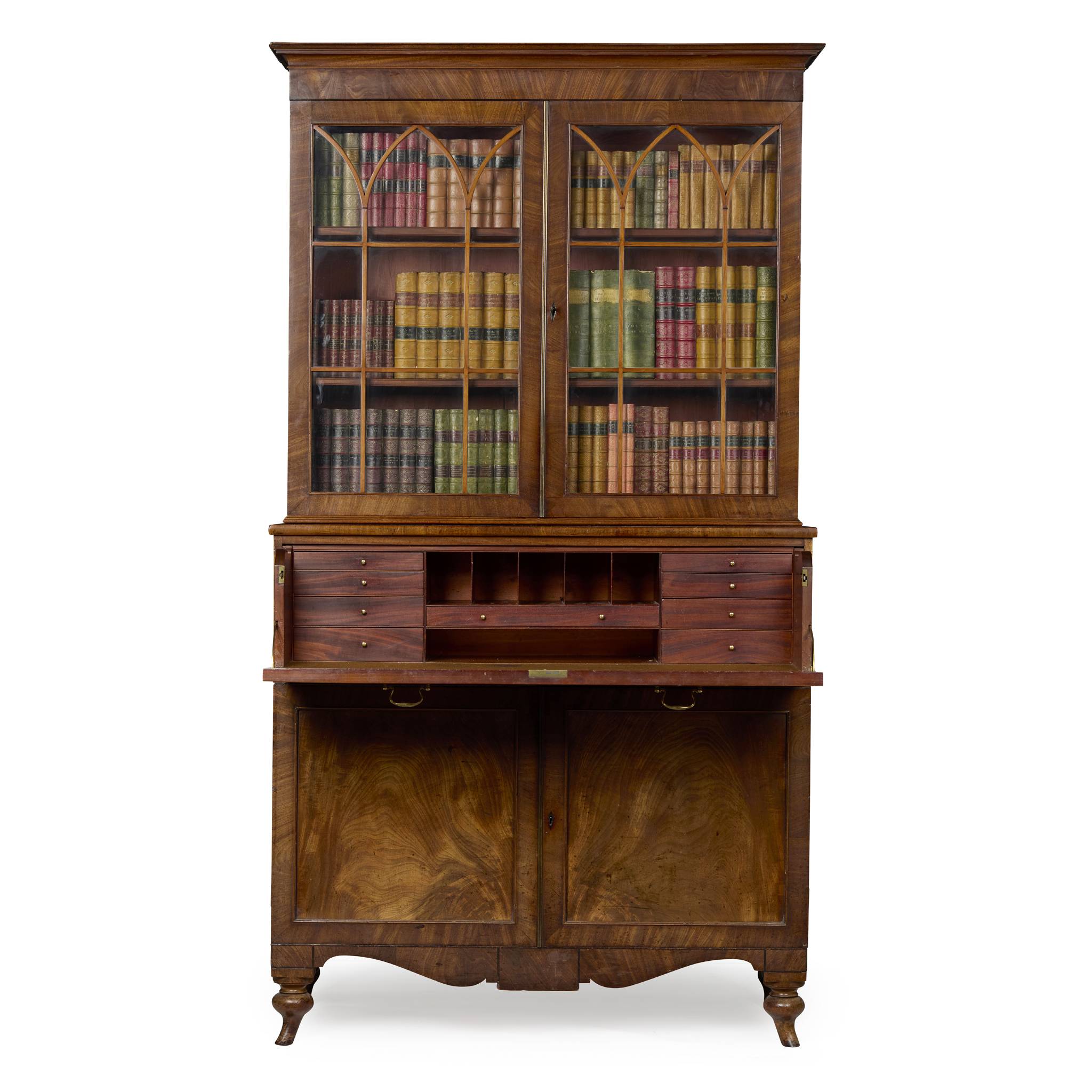 GEORGE III STYLE MAHOGANY BUREAU BOOKCASE