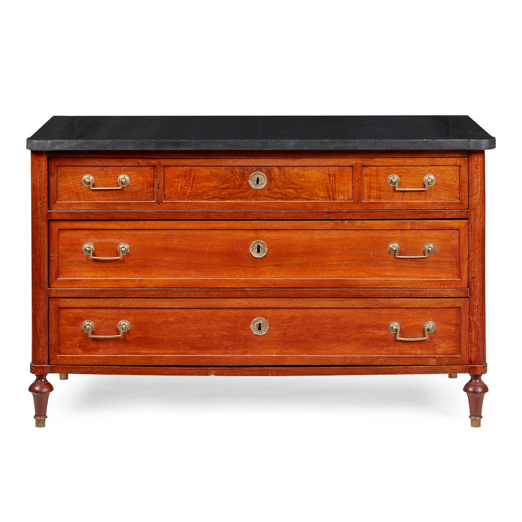 ITALIAN NEOCLASSICAL FRUITWOOD MARBLE TOPPED COMMODE
