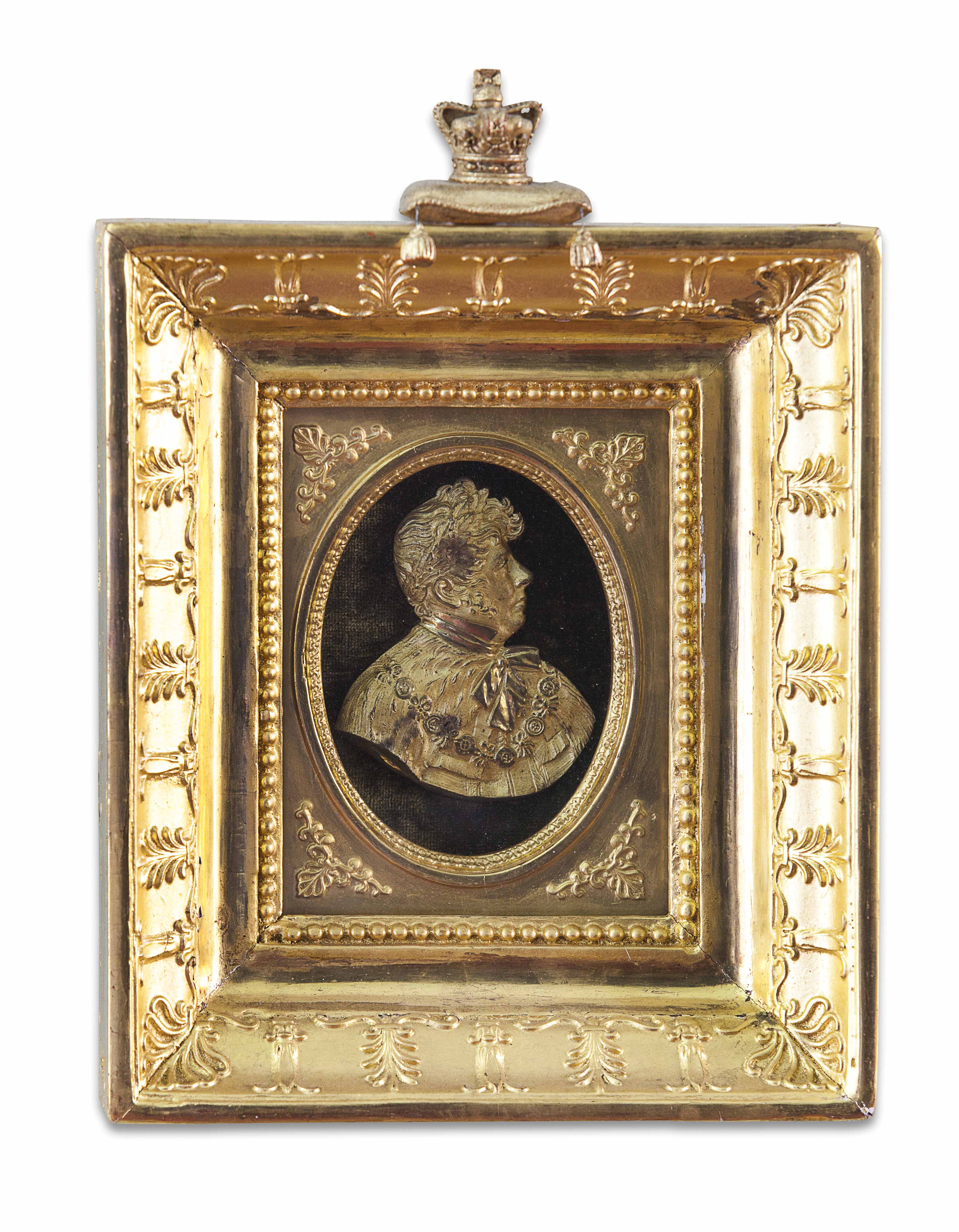 GILT BRASS RELIEF PROFILE PORTRAIT OF GEORGE IV