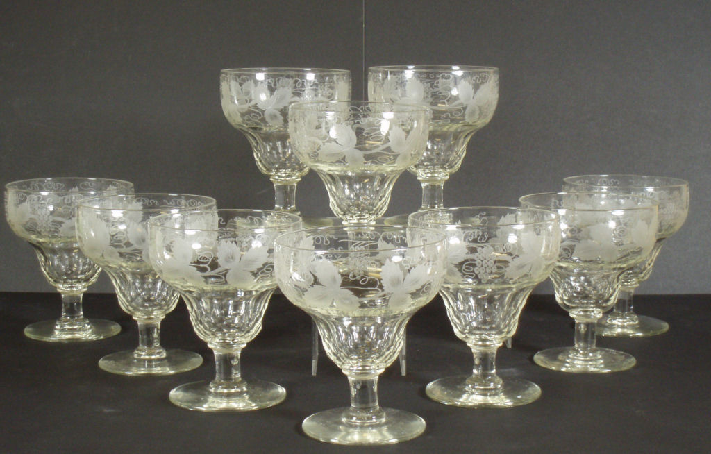 A set of ten Victorian faceted glass rummers