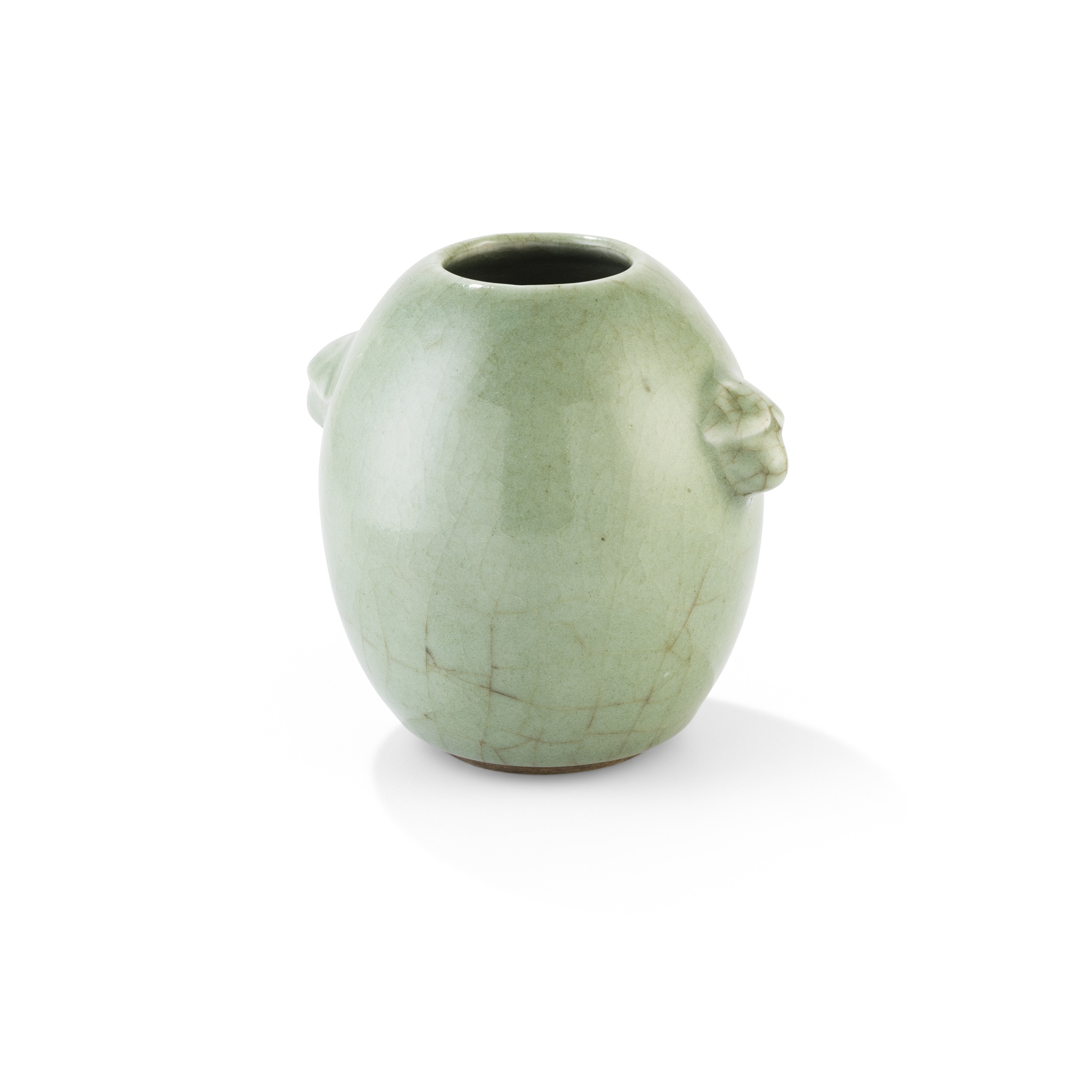 CELADON-GLAZED DRUM-SHAPED JAR