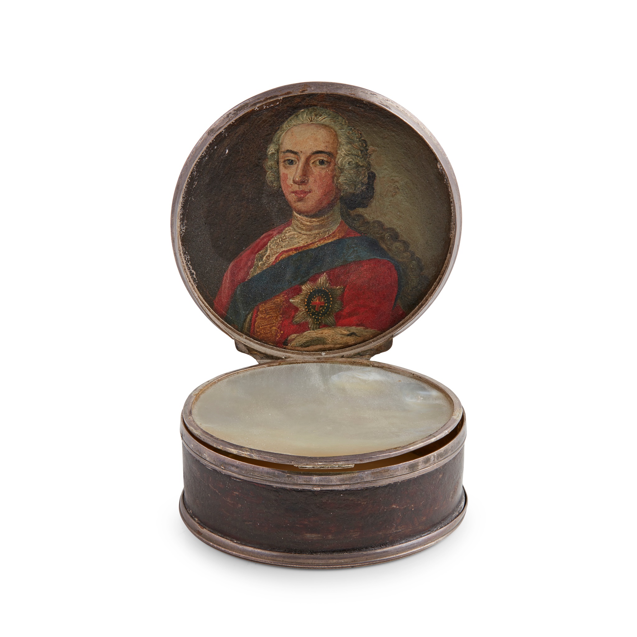 A MID 18TH CENTURY RARE CONTINENTAL JACOBITE ENAMEL HIDDEN PORTRAIT SNUFF BOX