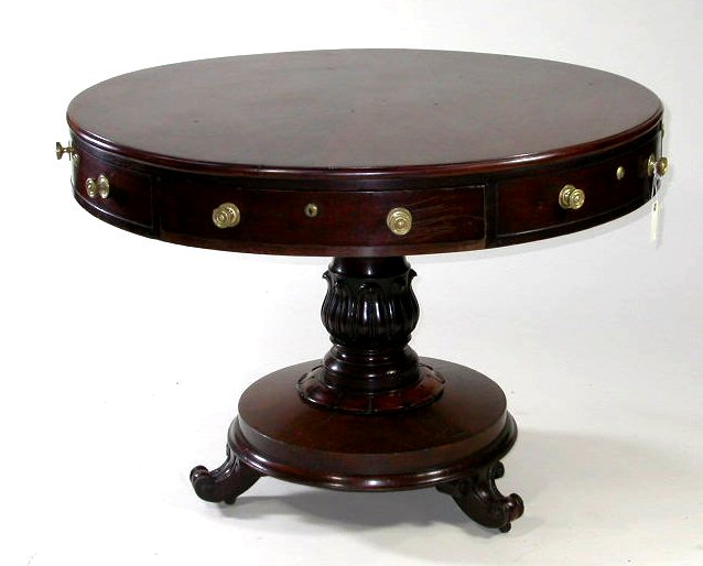 An early Victorian mahogany drum table,