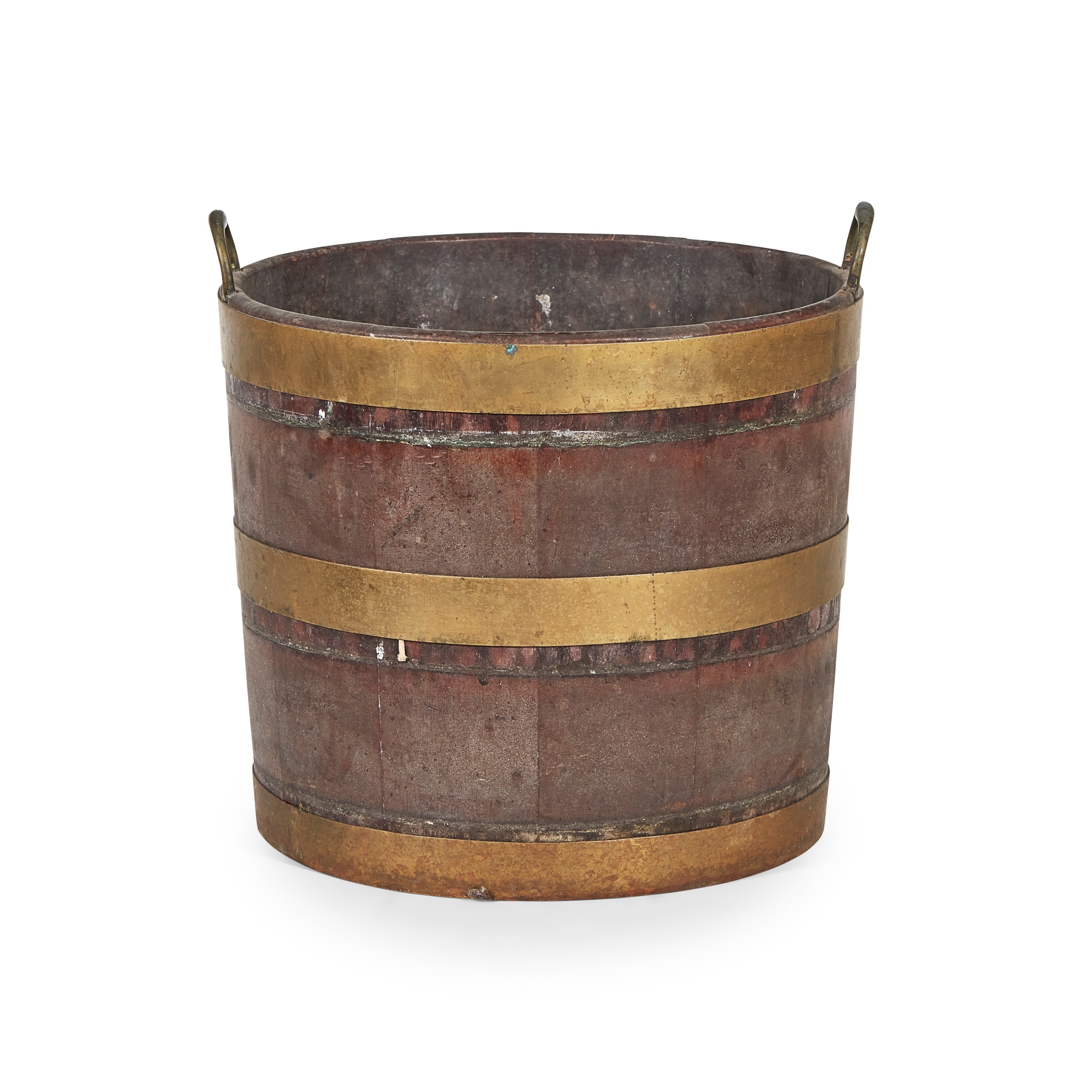 GEORGE III MAHOGANY BRASS BOUND PEAT BUCKET