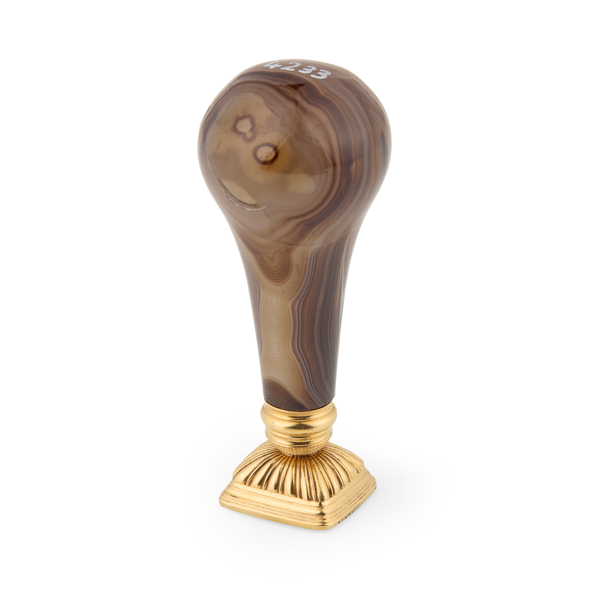 A 19TH CENTURY BANDED AGATE AND BLOODSTONE SEAL