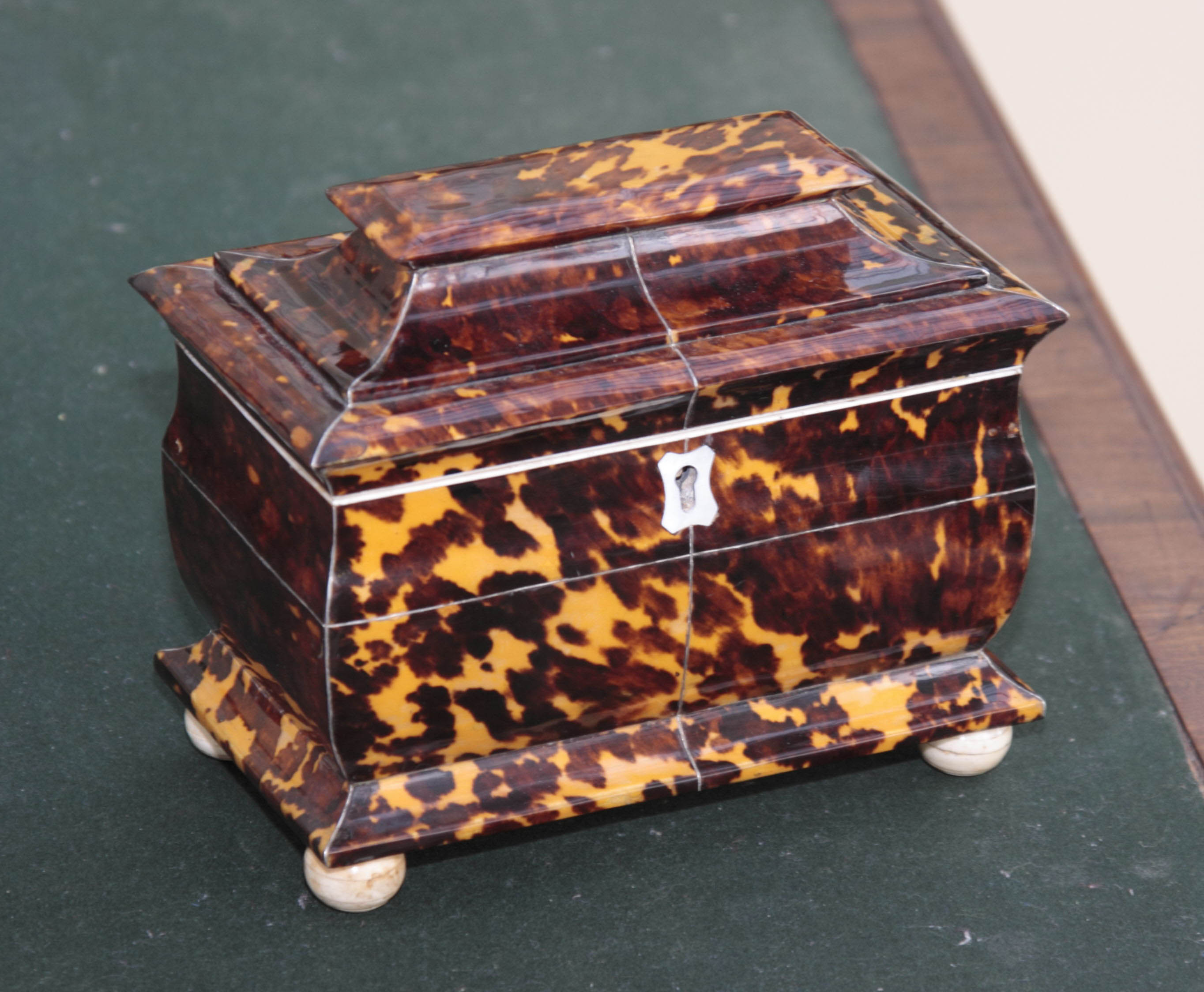 A George IV tortoiseshell tea caddy