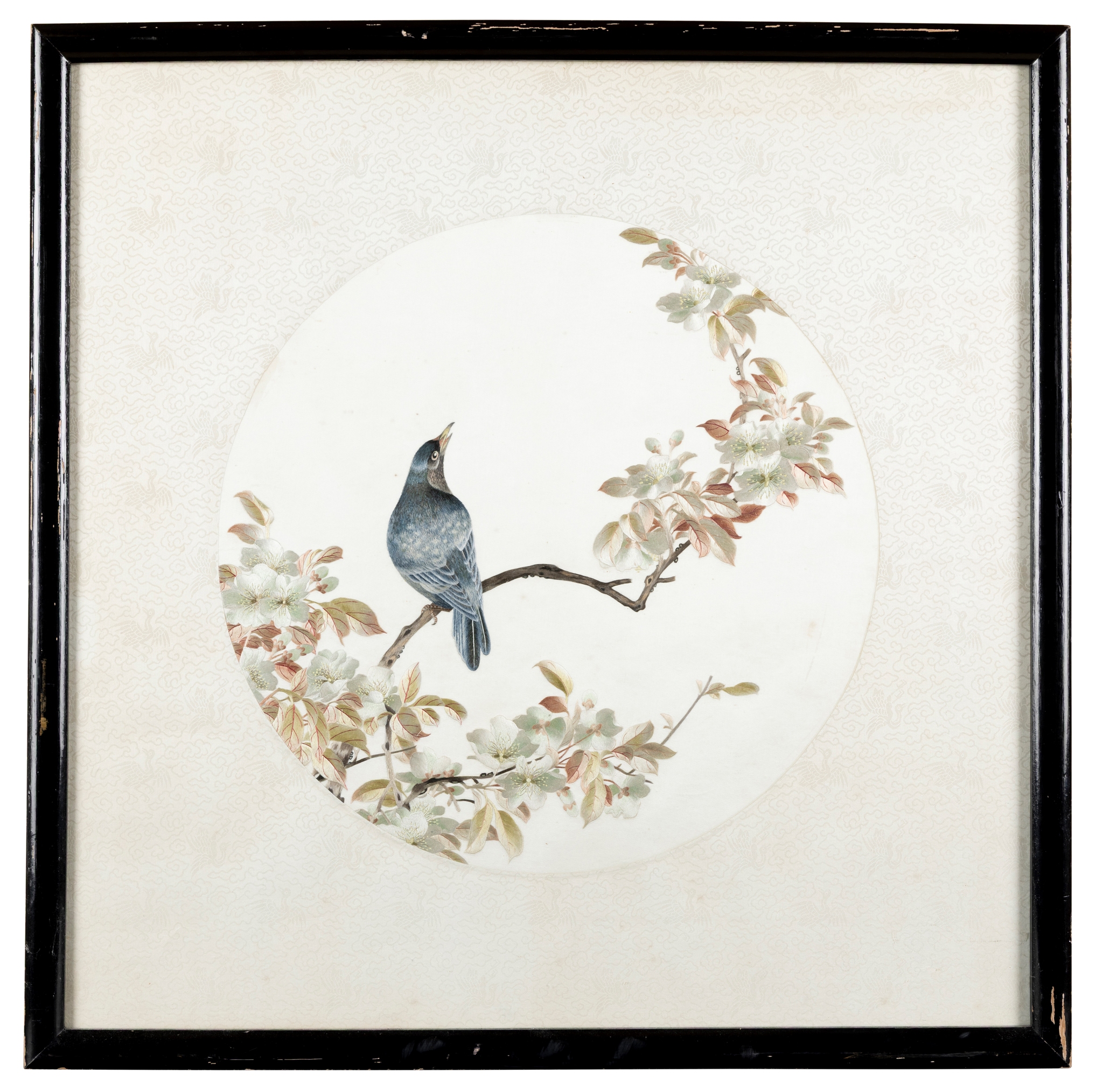 CHINESE SILK EMBROIDERED 'BIRD' PANEL