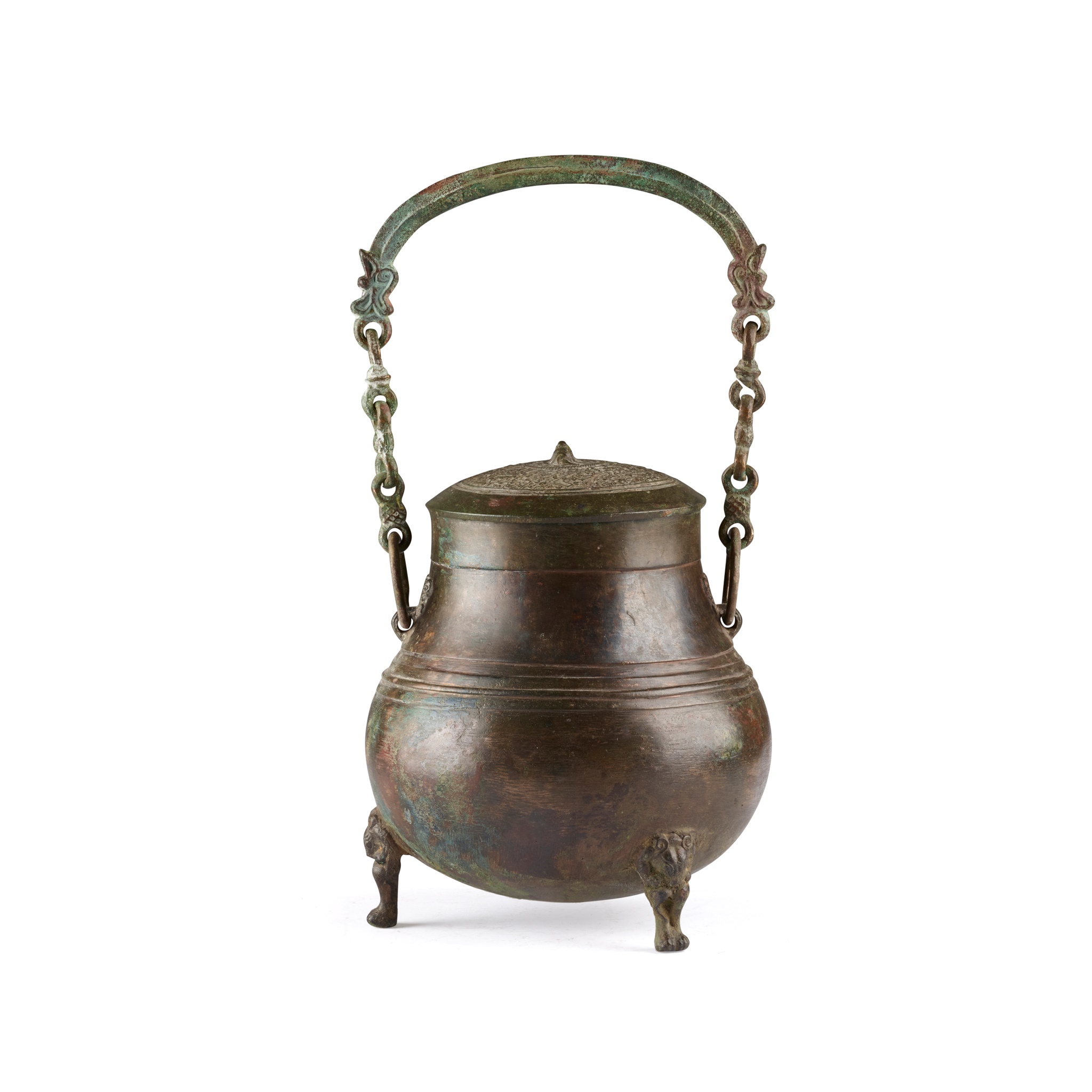 BRONZE TRIPOD WINE VESSEL AND COVER, YOU