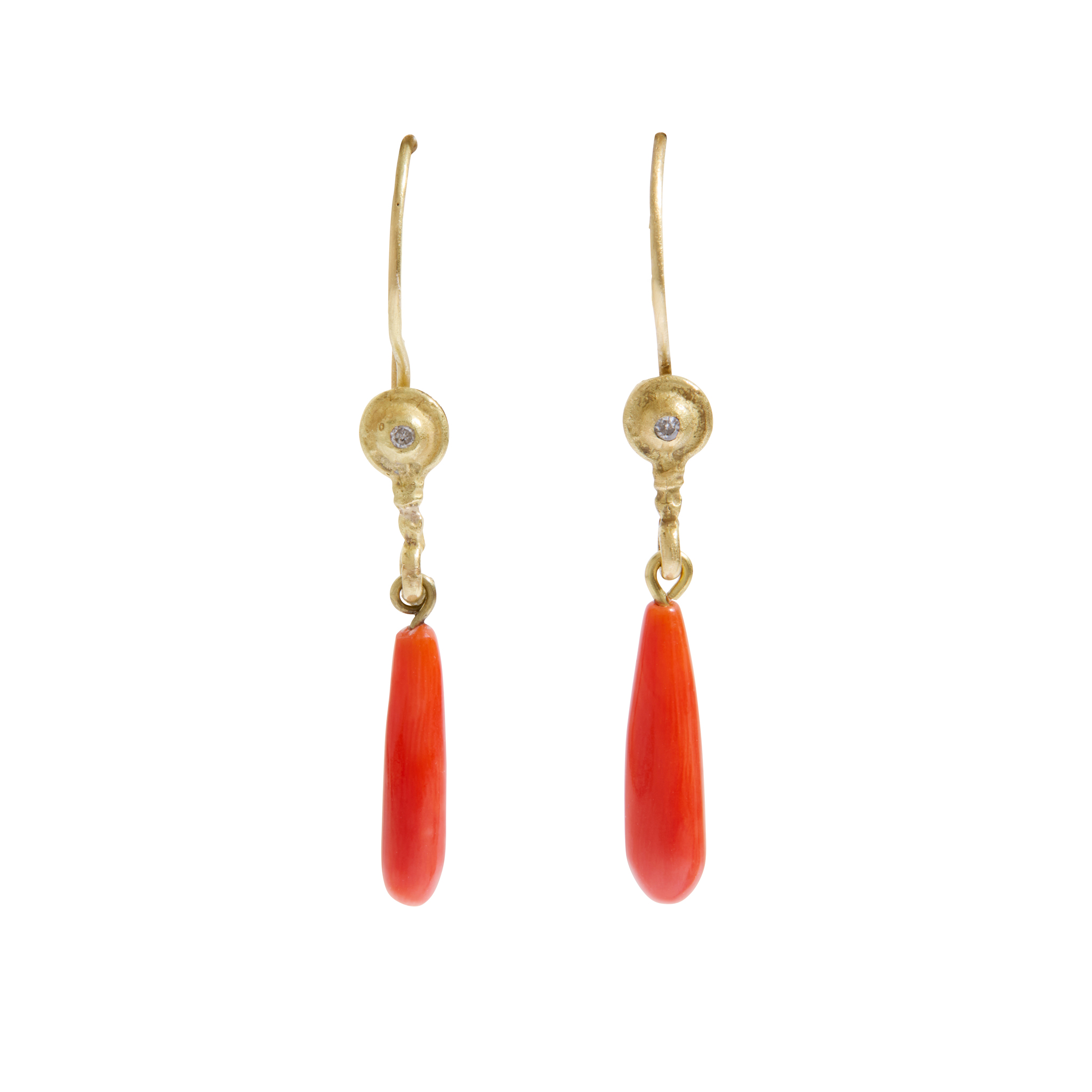 A Pair of Coral Pendent Earrings