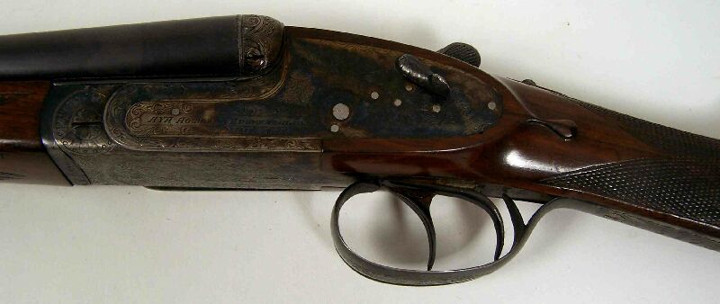A 16 bore side lock side by side ejector sporting shotgun By AYA