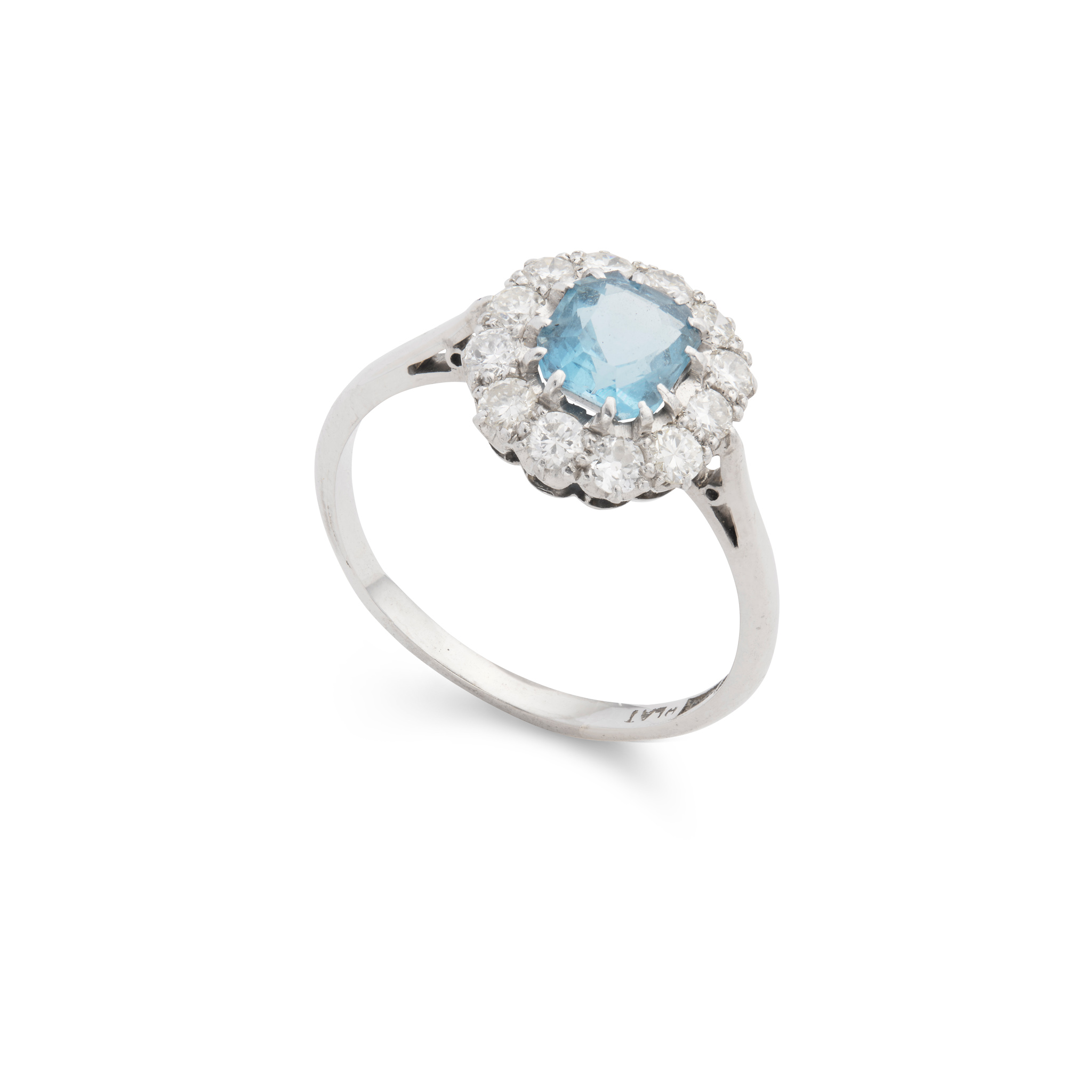 An aquamarine and diamond cluster ring