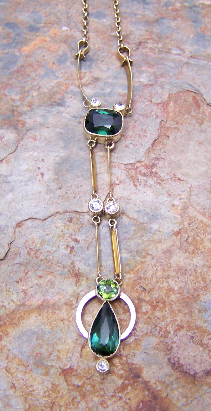 A 15ct gold mounted multi-gem set necklace,